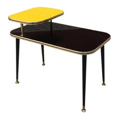 Italian Black and Yellow Formica, Wood and Brass Coffee Table, 1960s