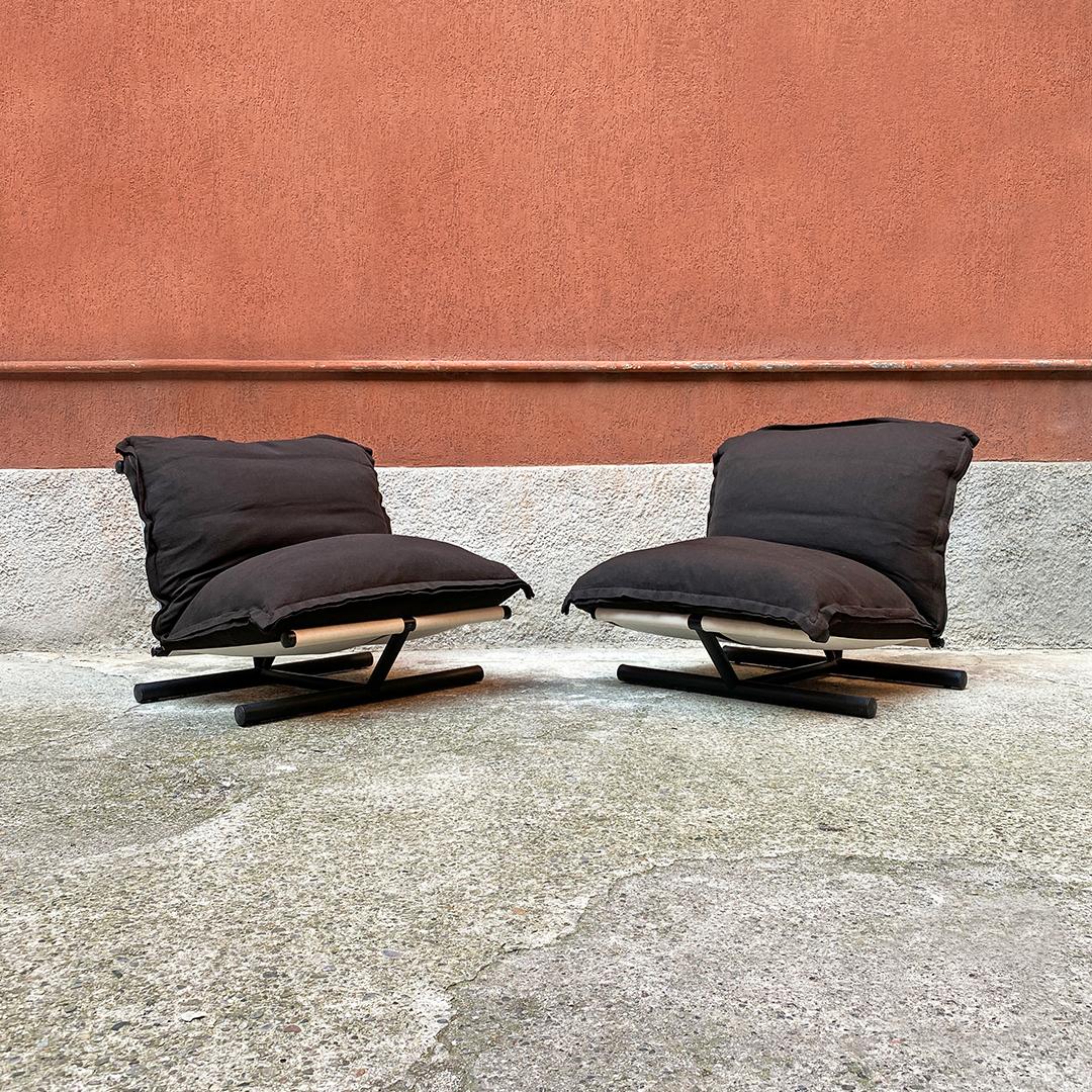 Mid-Century Modern Italian Black Armchairs Mod. Farfalle by Lucci and Orlandini for Elam, 1975