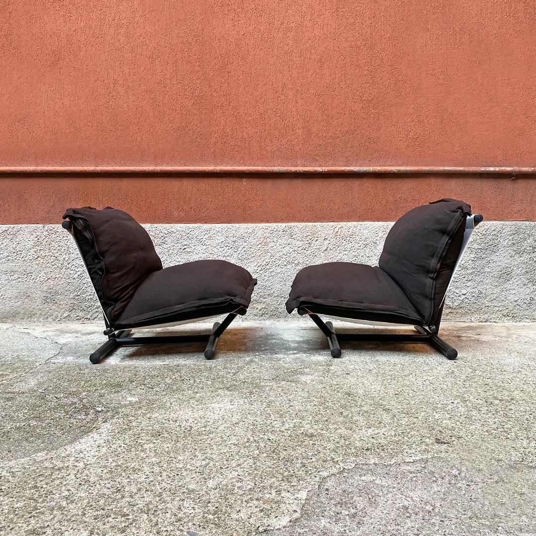 Italian Black Armchairs Mod. Farfalle by Lucci and Orlandini for Elam, 1975 In Good Condition In MIlano, IT