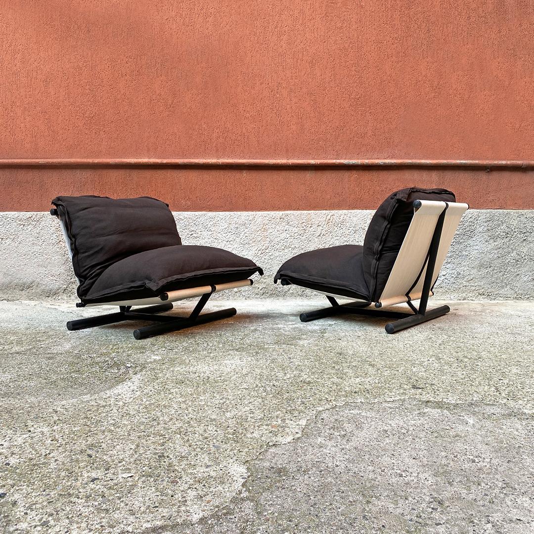 Late 20th Century Italian Black Armchairs Mod. Farfalle by Lucci and Orlandini for Elam, 1975