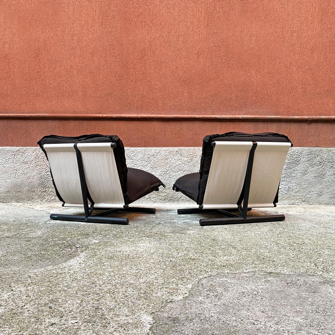 Metal Italian Black Armchairs Mod. Farfalle by Lucci and Orlandini for Elam, 1975