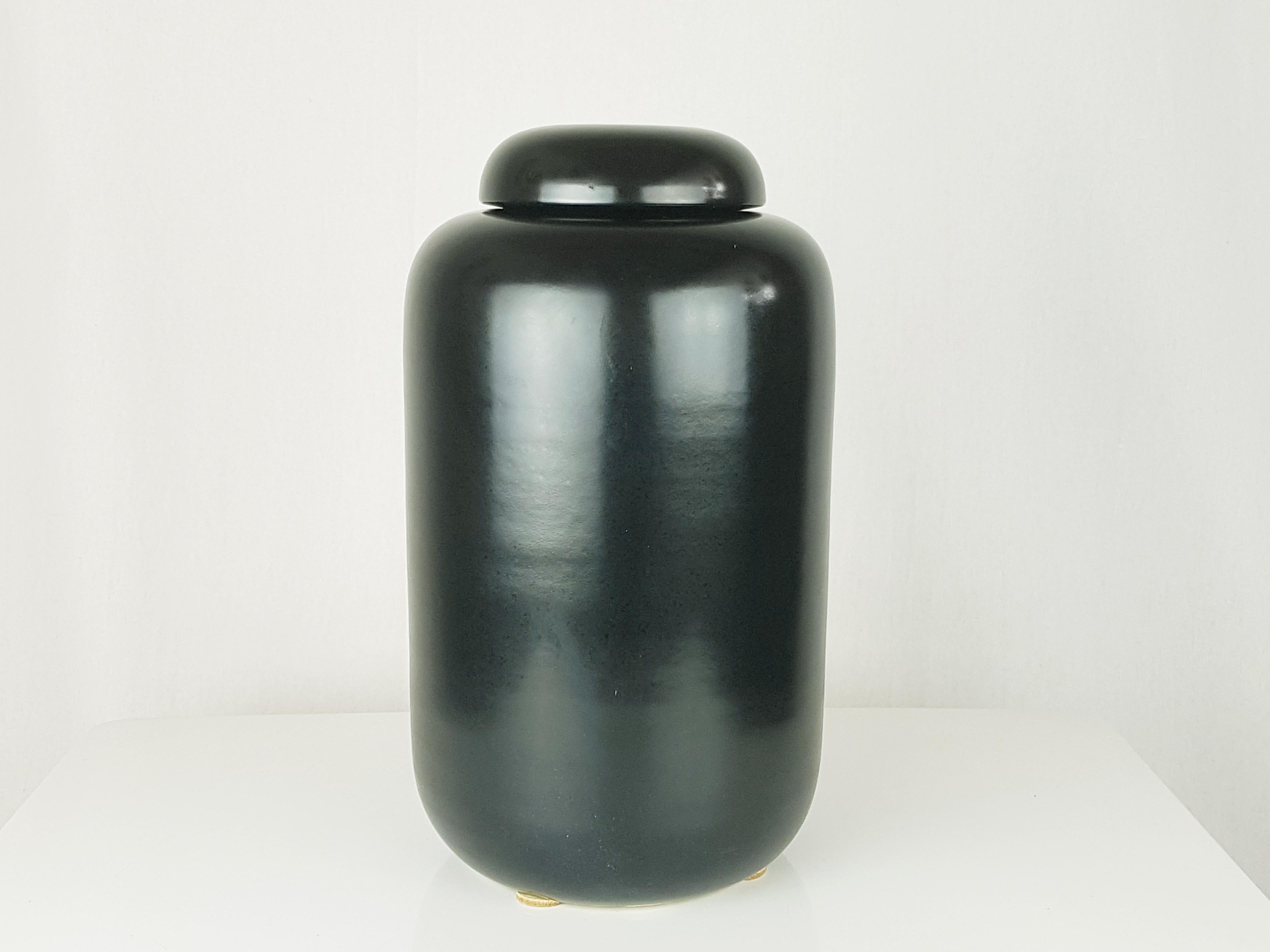 Post-Modern Italian Black Ceramic 1980s Boxes For Sale