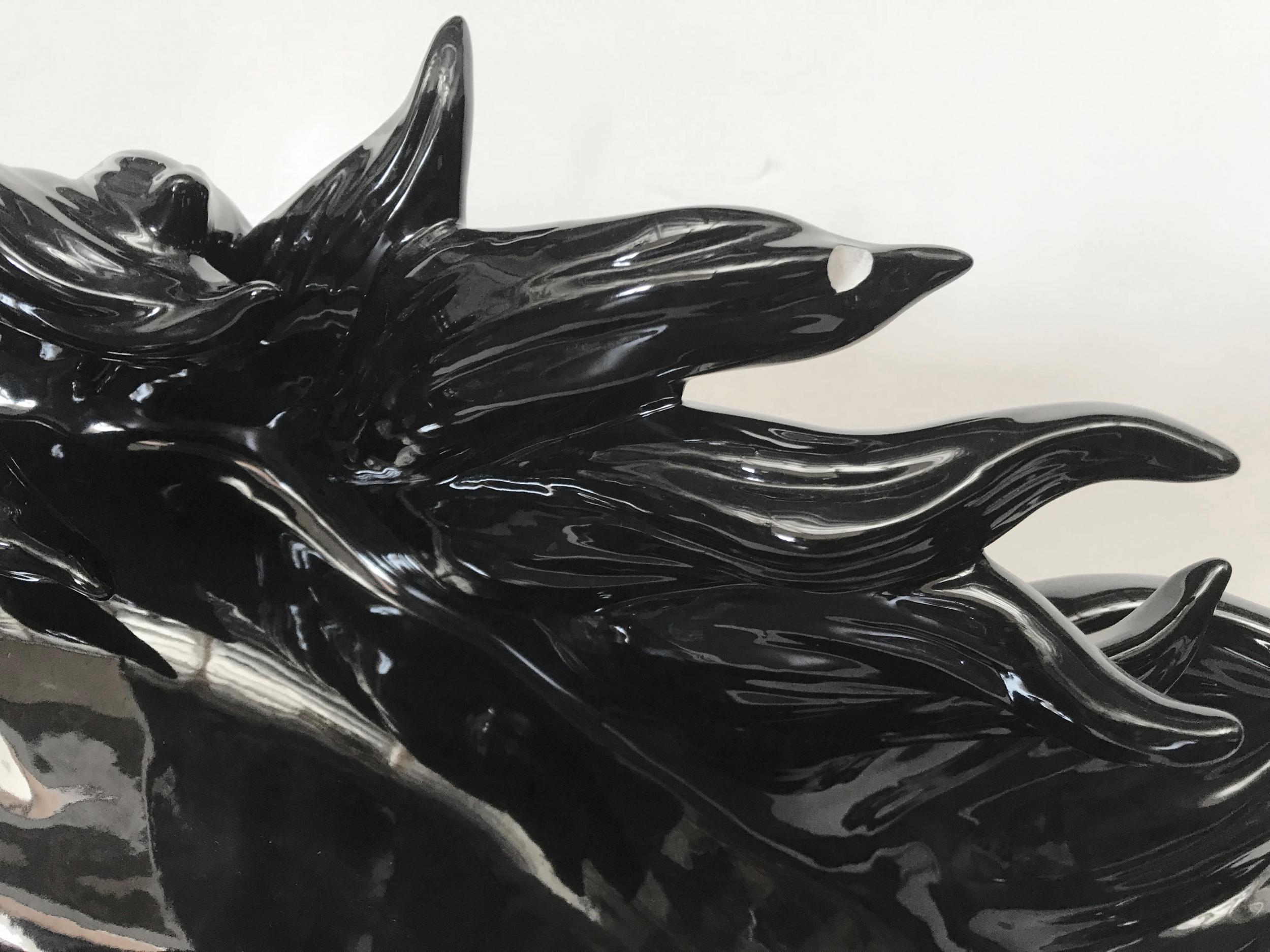 Italian Black Ceramic Horse Head, 1990s For Sale 2