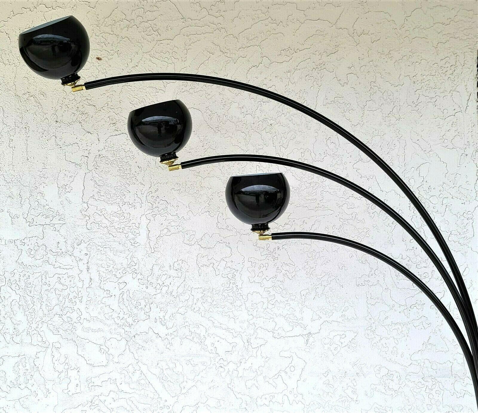 For FULL item description click on CONTINUE READING at the bottom of this page.

Offering One Of Our Recent Palm Beach Estate fine Lighting Acquisitions Of A
Mid-Century Modern Italian Black Chrome & Marble Guzzini Style Multi Directional Arc
