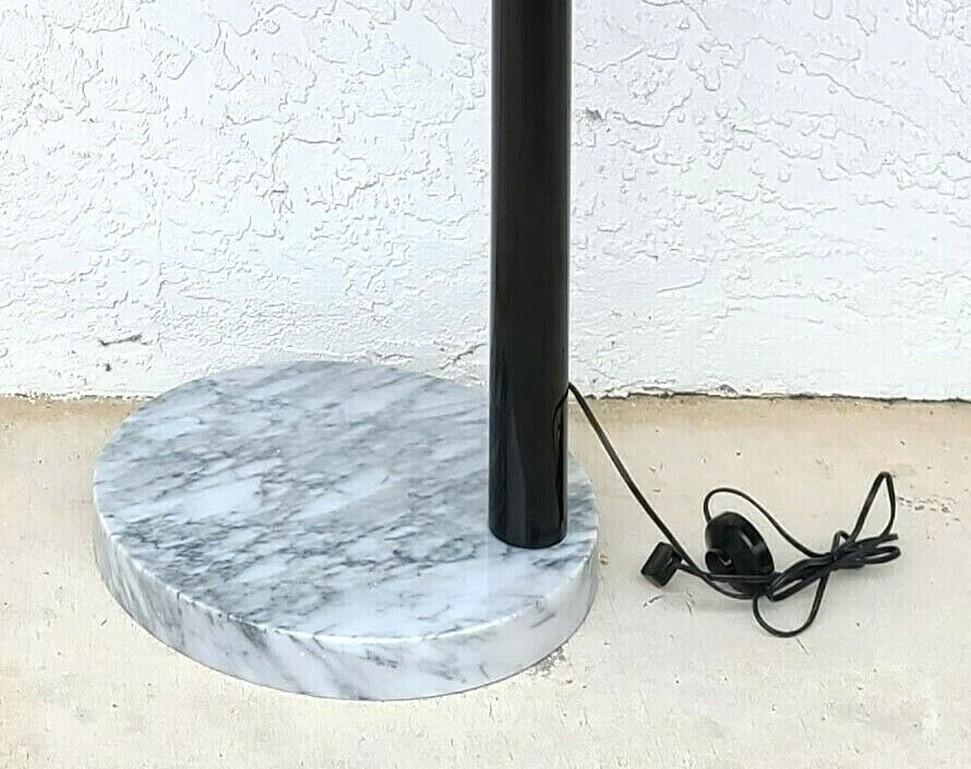 Italian Black Chrome & Marble Guzzini Style Arc Floor Lamp For Sale 2