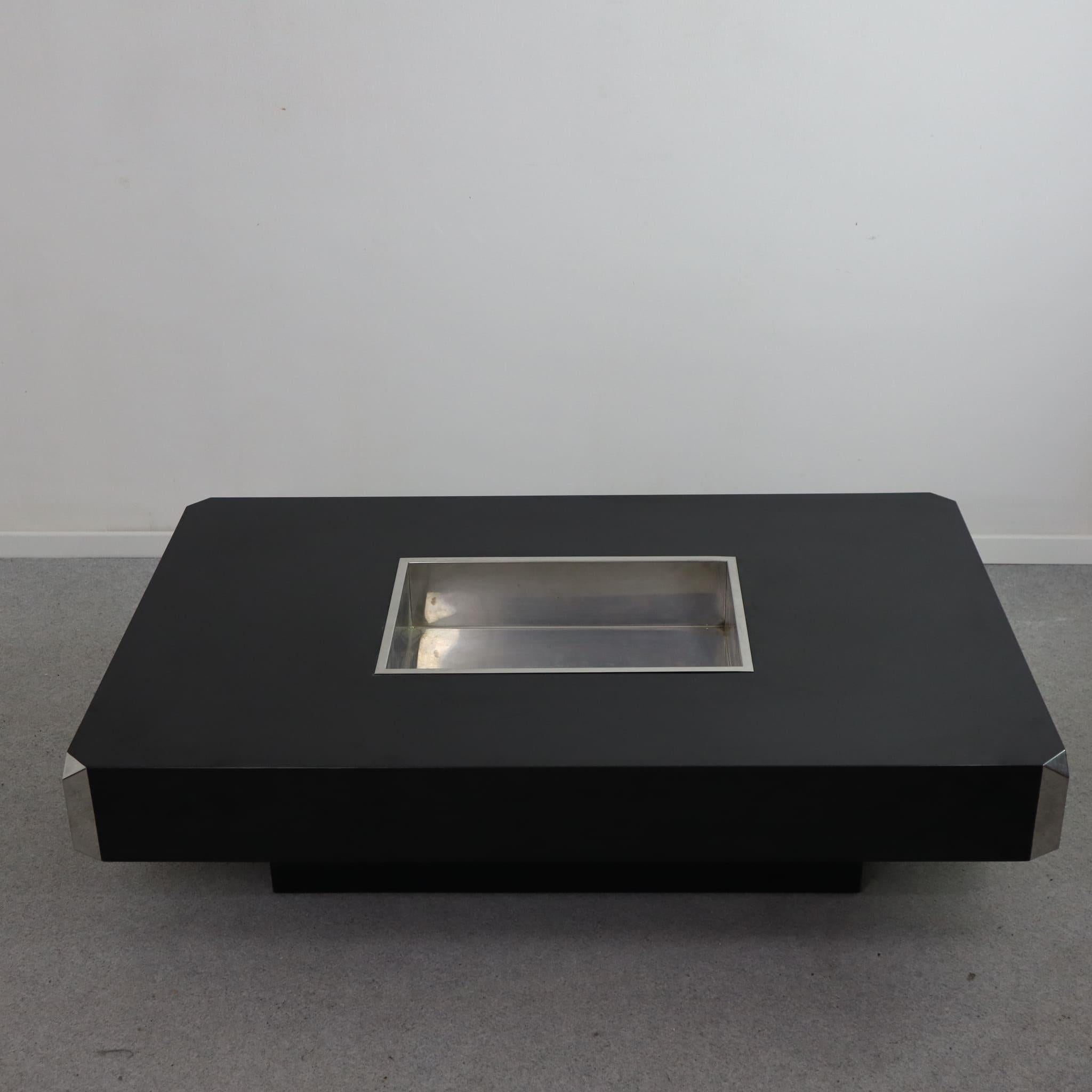 Mesa de centro negra italiana de Willy Rizzo Alveo para Mario Sabot, Italia, 1970 Moderno de mediados de siglo en venta