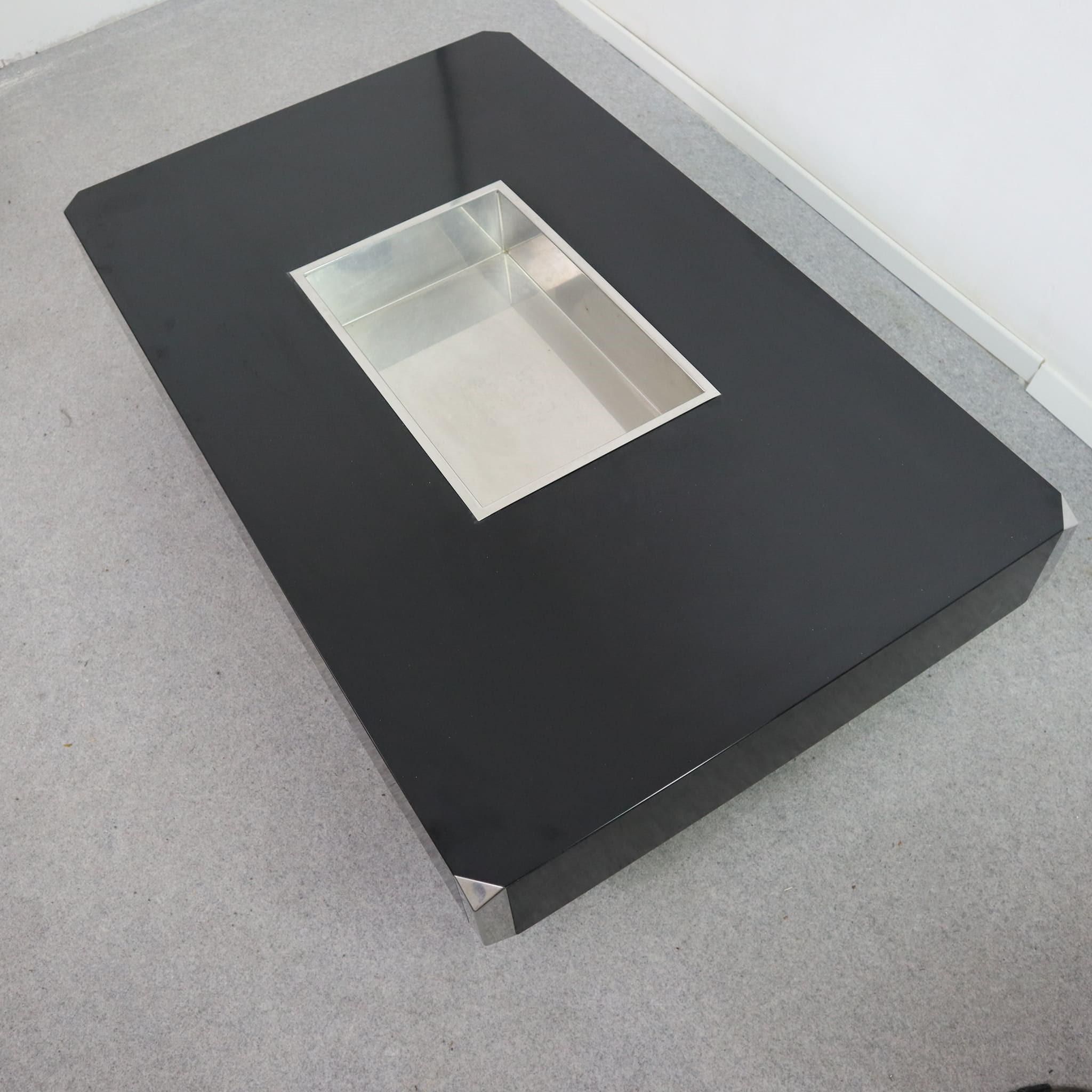 Mesa de centro negra italiana de Willy Rizzo Alveo para Mario Sabot, Italia, 1970 Italiano en venta
