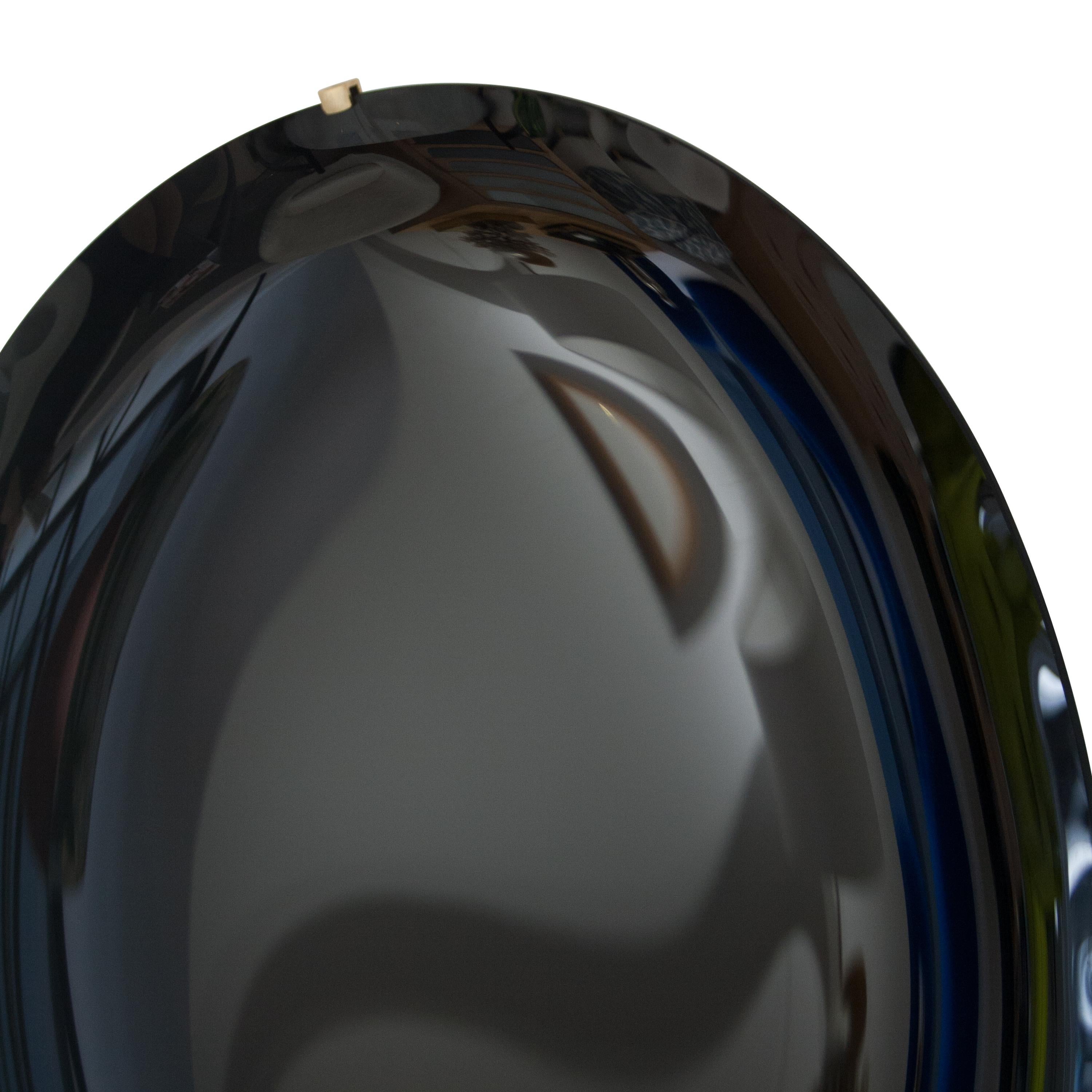 Italian Black Concave Hand-Crafted Murano Glass Rounded Mirror, Italy, 2020 In New Condition In Madrid, ES