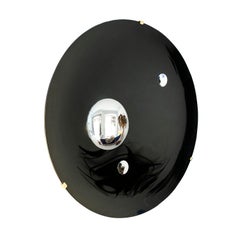 Italian Black Concave Hand-Crafted Murano Glass Rounded Mirror, Italy, 2022