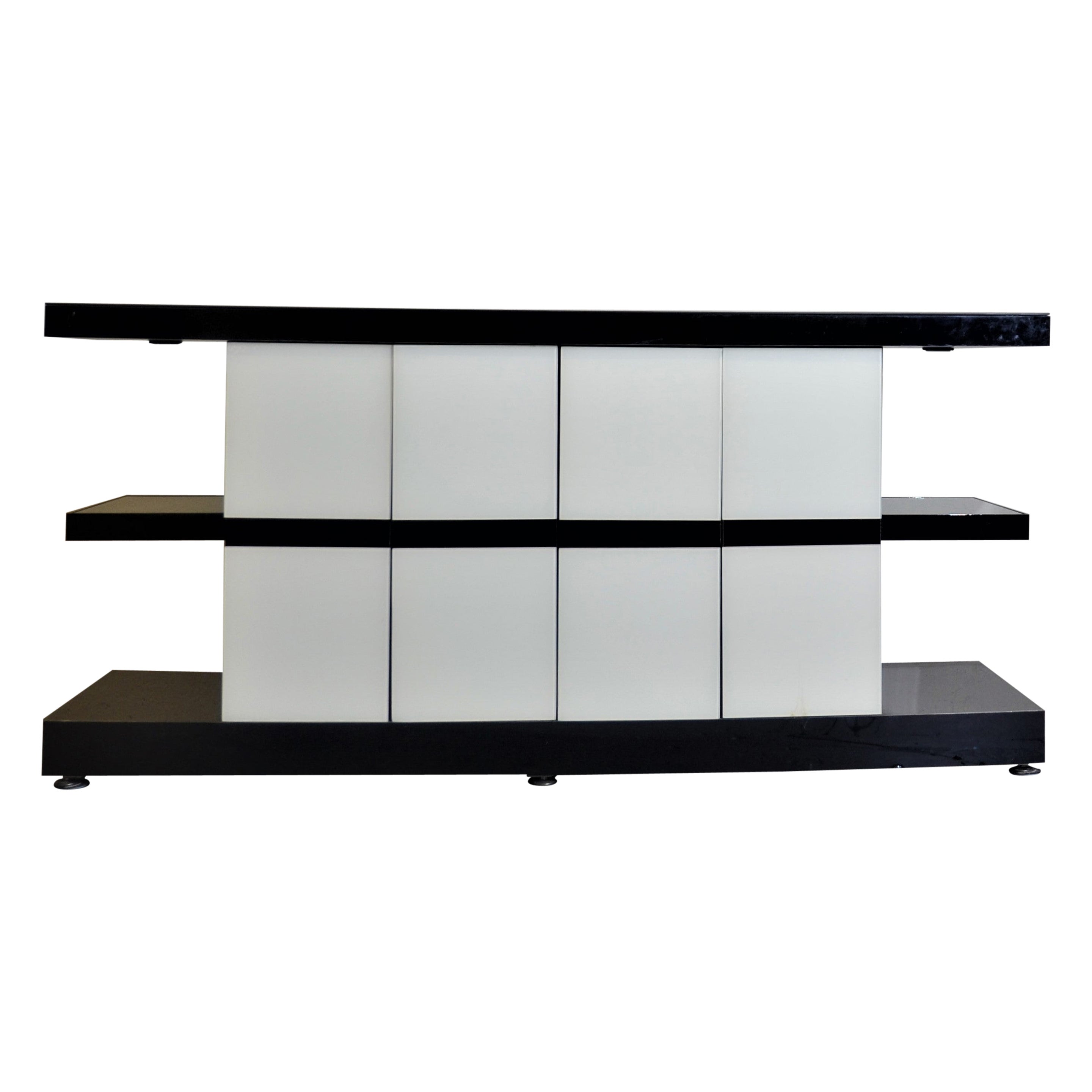 Credenza italiana in vetro bianco e crema in vendita