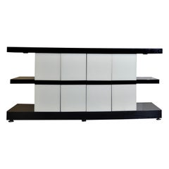 Italian Black & Cream White Glass Sideboard