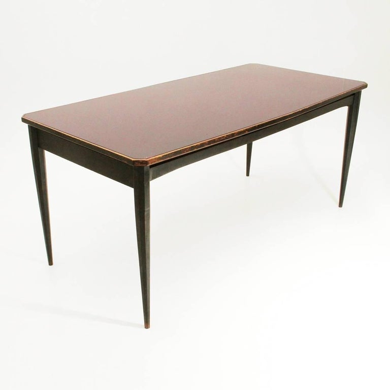 Italian Black Dining Table With Glass Top 1960s For At 1stdibs Mid Century Modern Italian Black Dining Table With Glass Top 1960s For