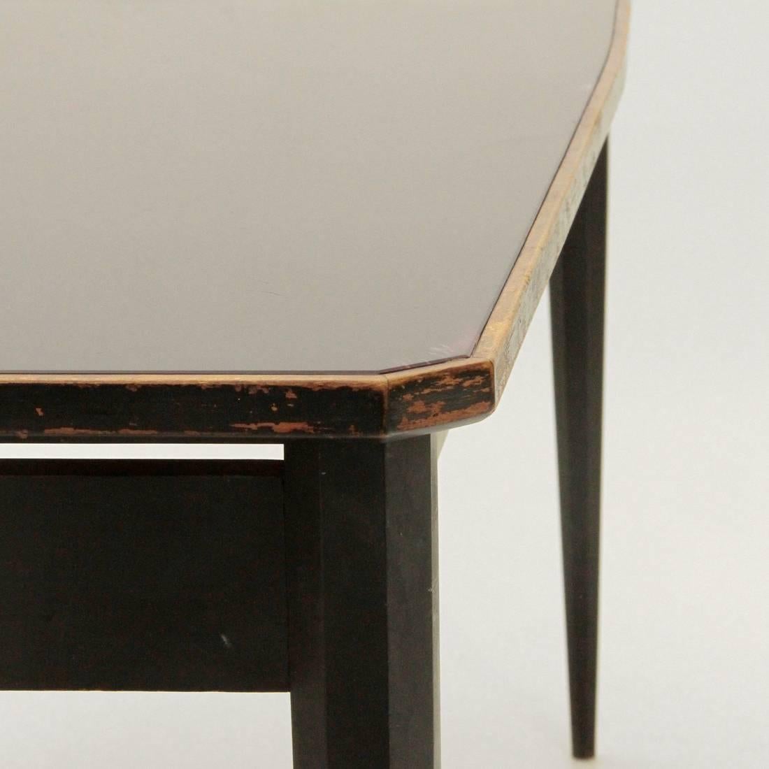 Mid-20th Century Italian Black Dining Table with Glass Top, 1960s