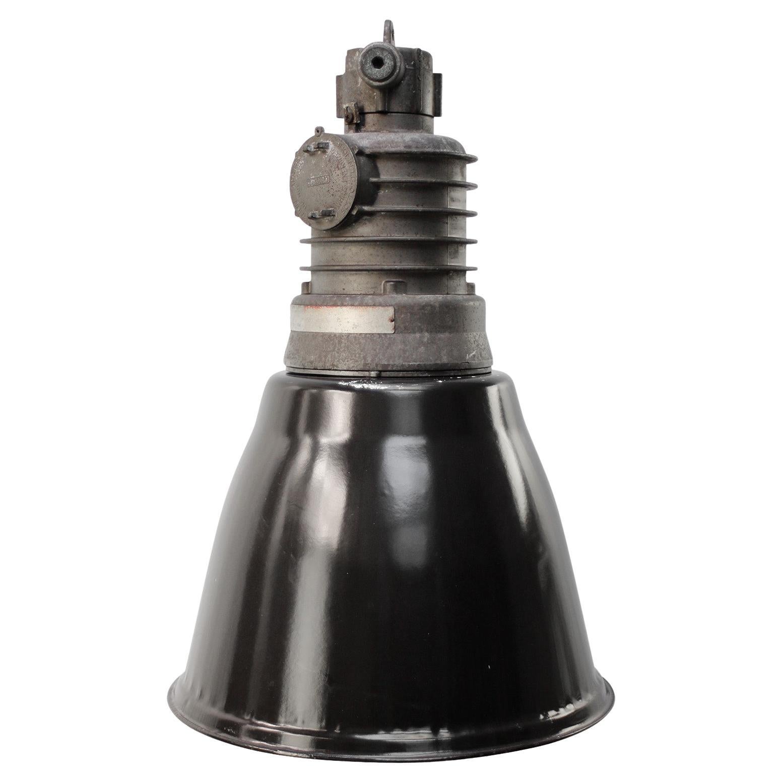 Italian Black Enamel Vintage Industrial Pendant Lights For Sale