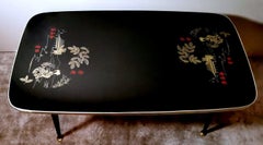 Mesa de Sofá Italiana de Cristal Negro, Decoración Oriental, Mod. René