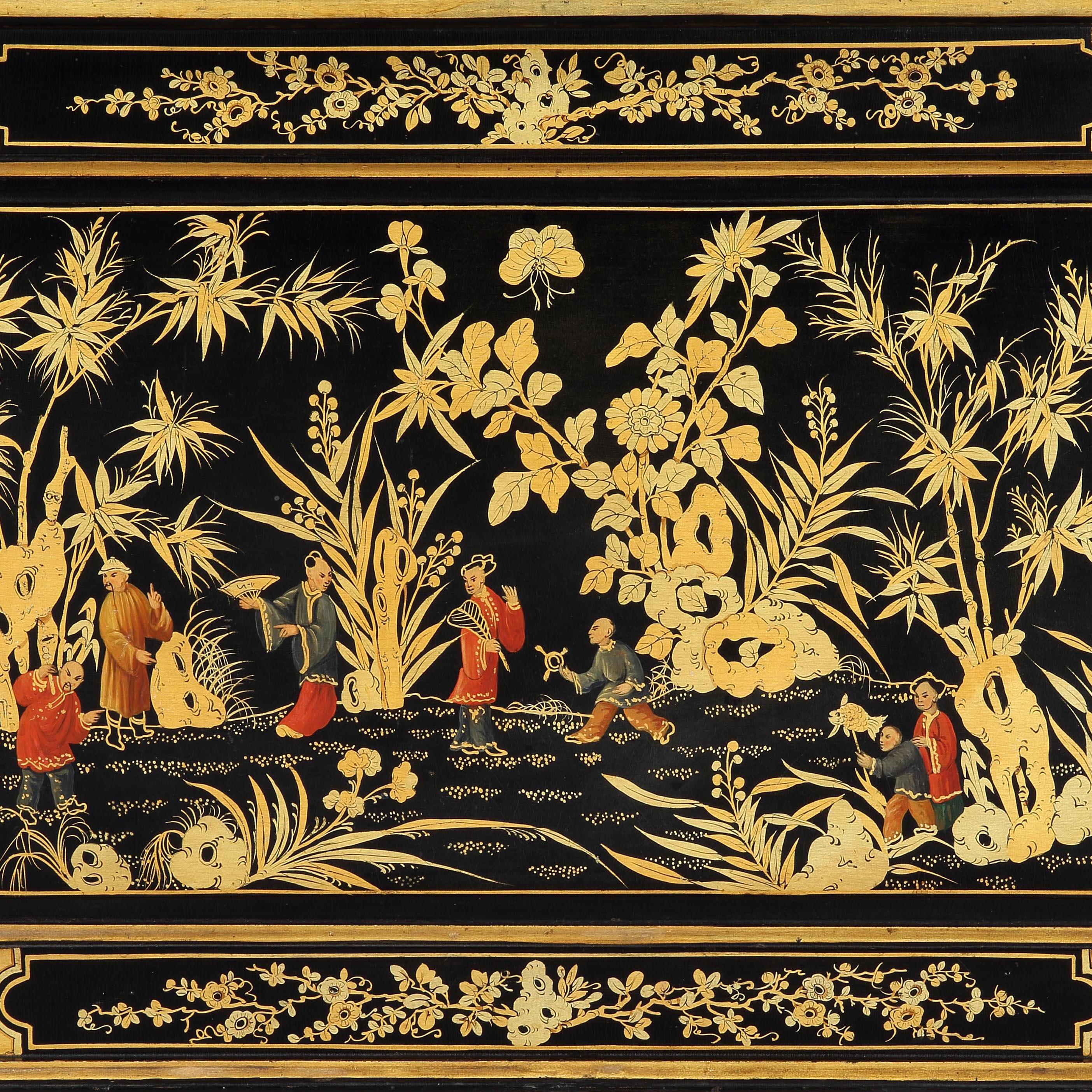 Italian Black Lacquer and Gilt Chinoiserie Cabinet, 19th Century For Sale
