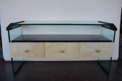 Italian Black Lacquer Console with Parchment
