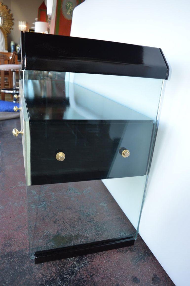 Late 20th Century Italian Black Lacquer Console with Parchment For Sale