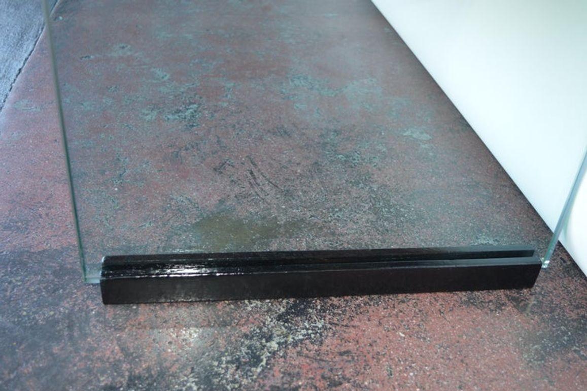Glass Italian Black Lacquer Console with Parchment For Sale