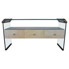 Italian Black Lacquer Console with Parchment