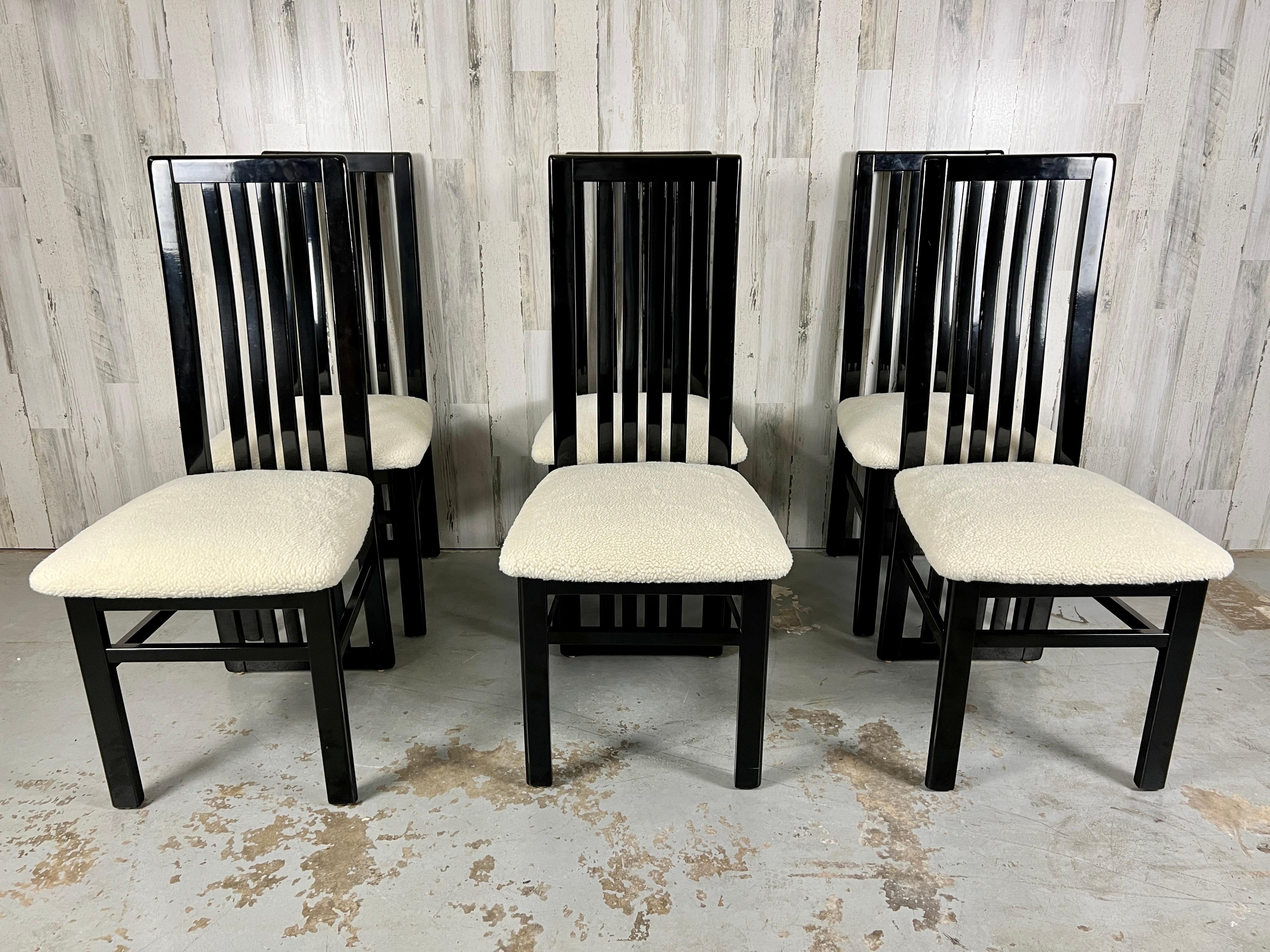 Italian Black Lacquer Dining Chairs by S.P.a Tonon 1