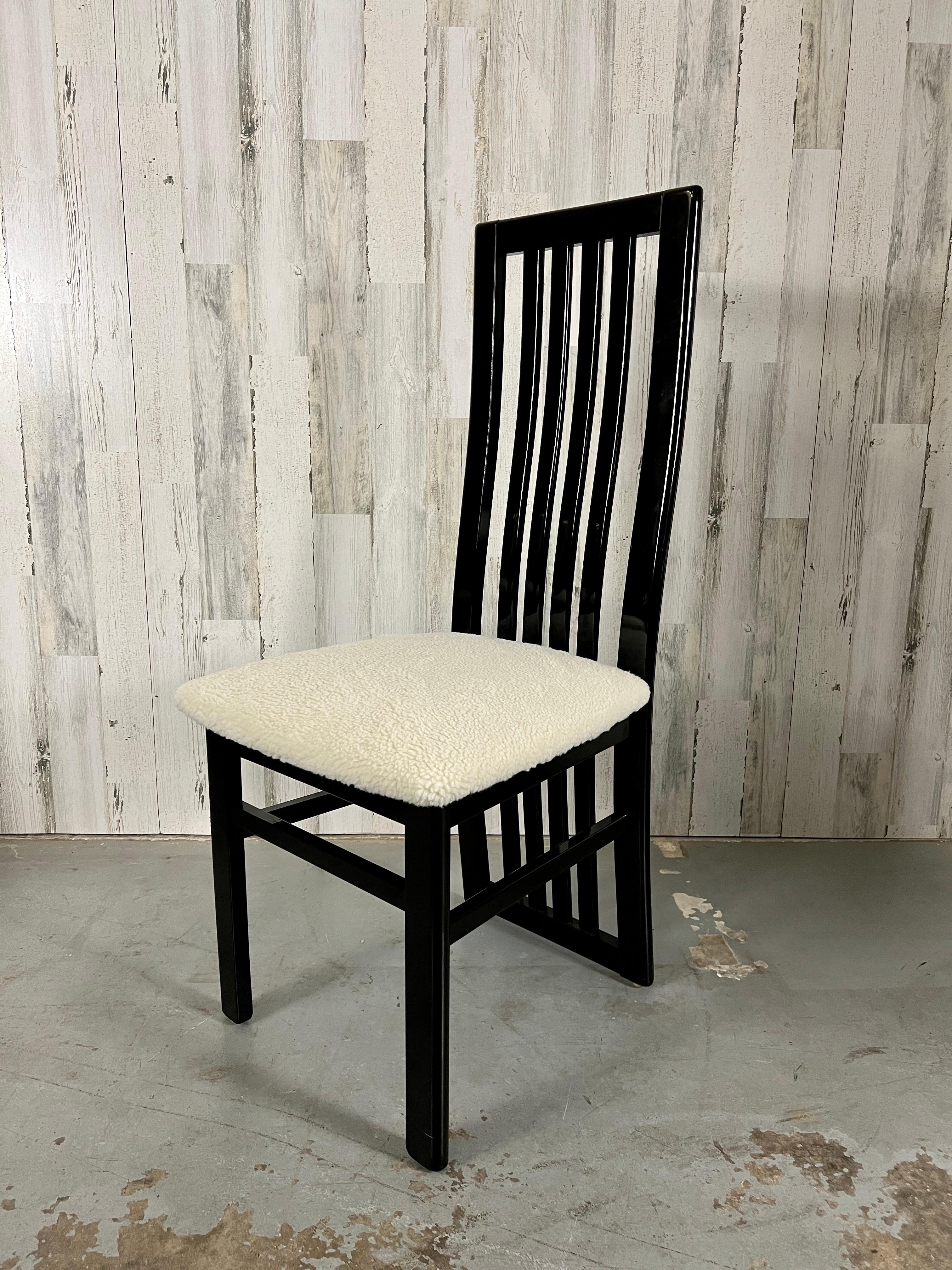 Italian Black Lacquer Dining Chairs by S.P.a Tonon 5