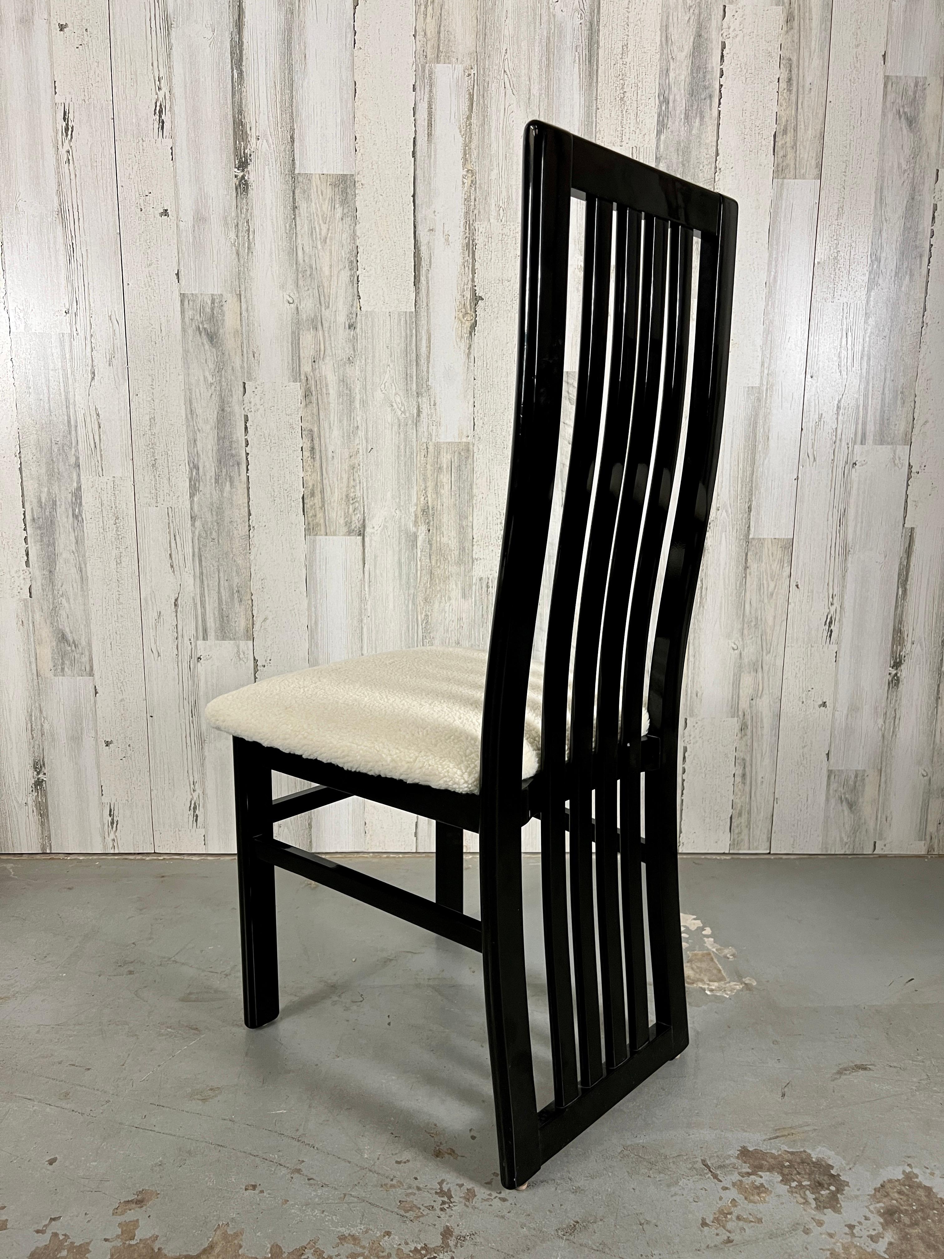 Italian Black Lacquer Dining Chairs by S.P.a Tonon 7