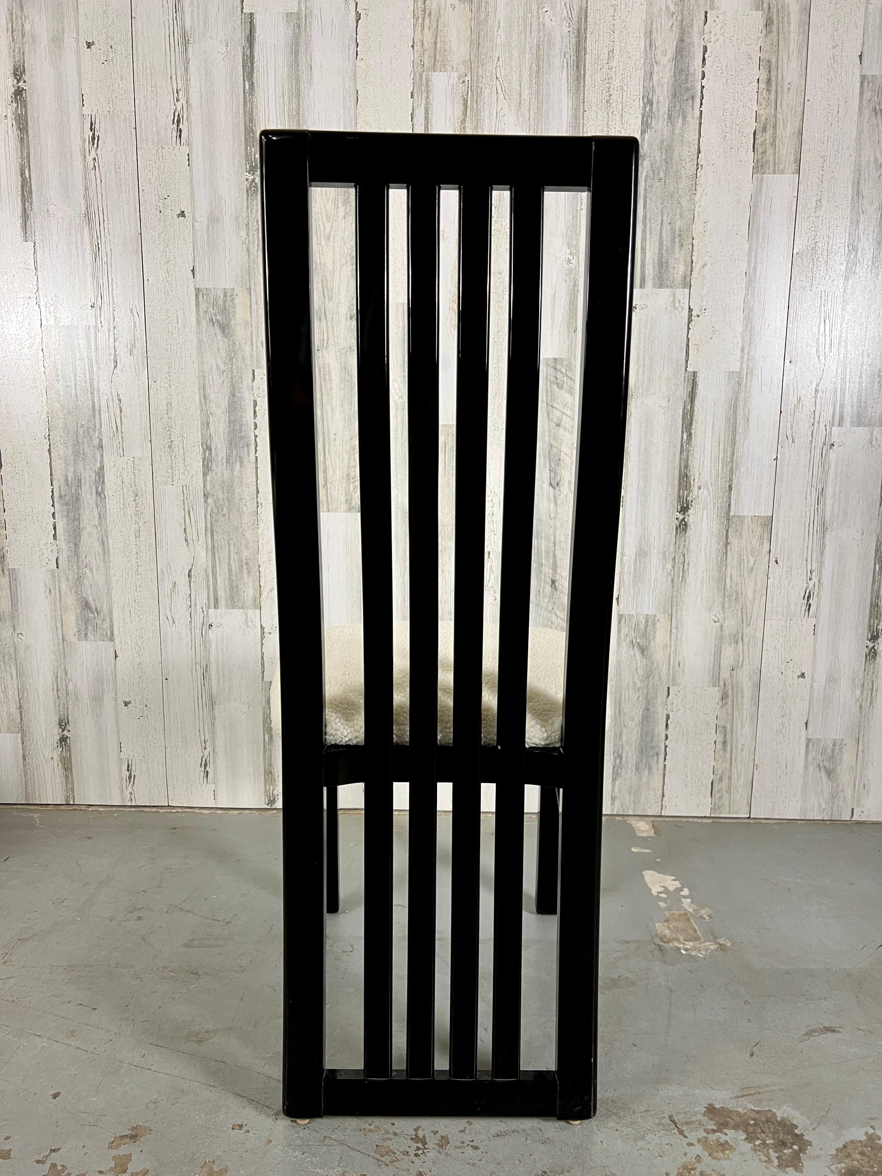 Italian Black Lacquer Dining Chairs by S.P.a Tonon 8