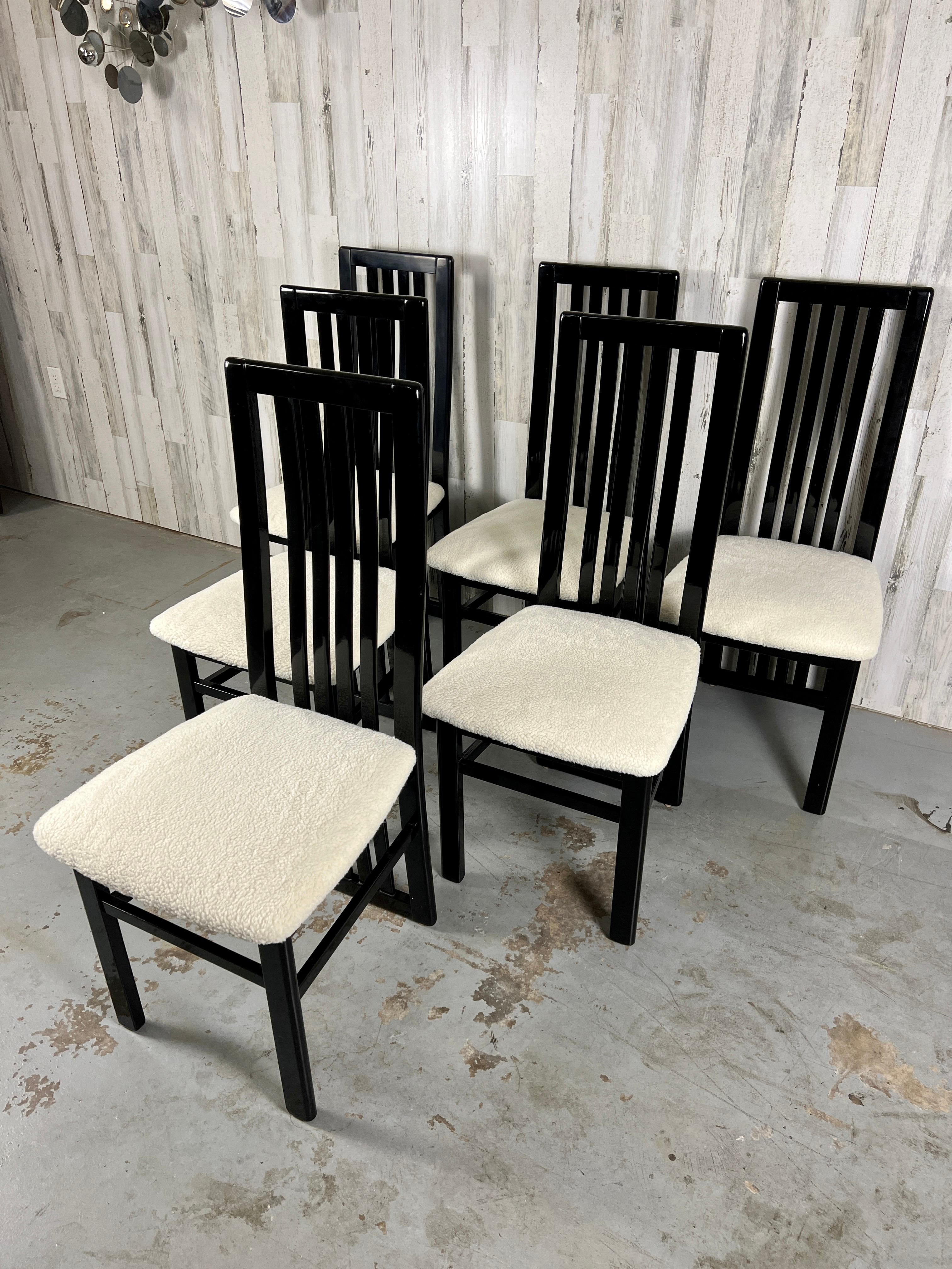 Italian Black Lacquer Dining Chairs by S.P.a Tonon In Good Condition In Denton, TX