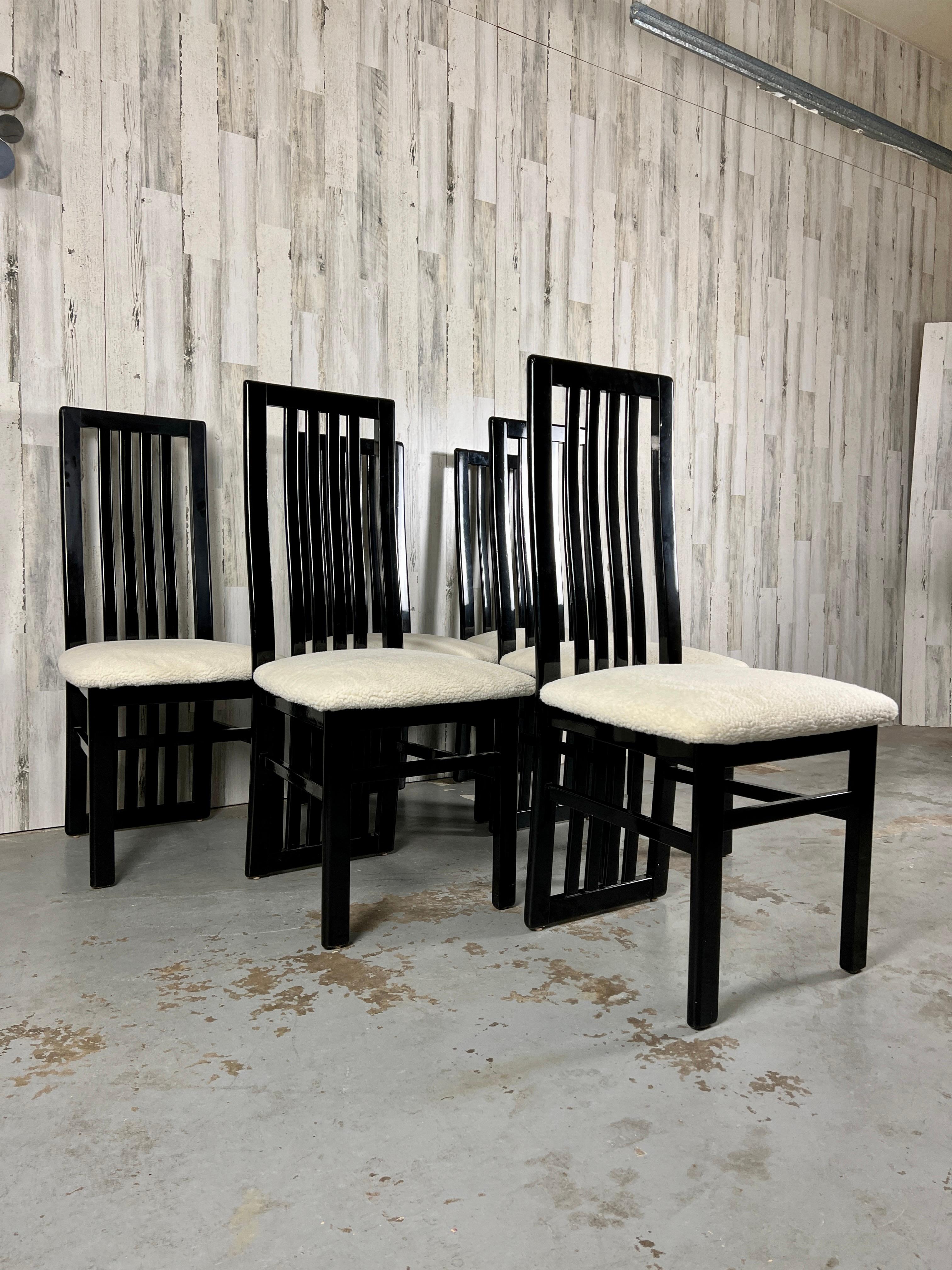 20th Century Italian Black Lacquer Dining Chairs by S.P.a Tonon