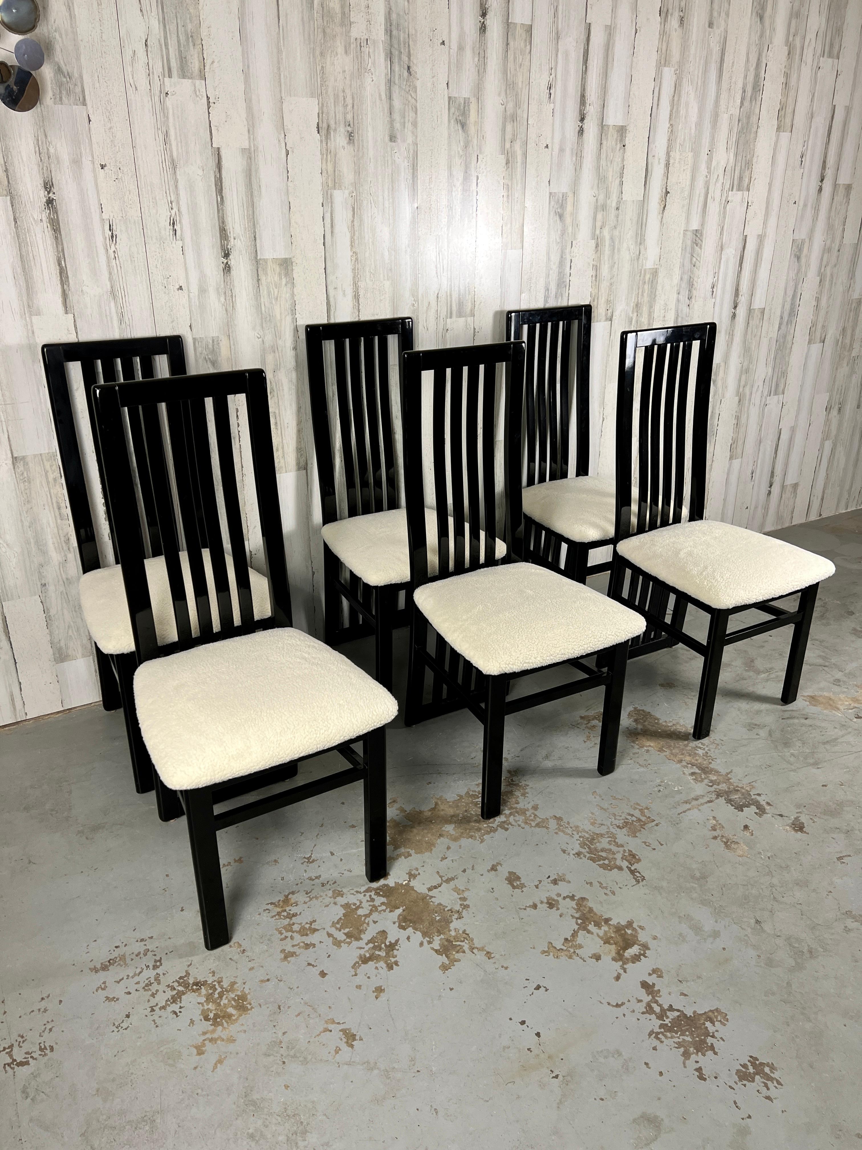 Polyester Italian Black Lacquer Dining Chairs by S.P.a Tonon