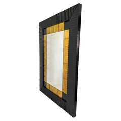 Italian Black Lacquered and Gold Wall Mirror, 1980s