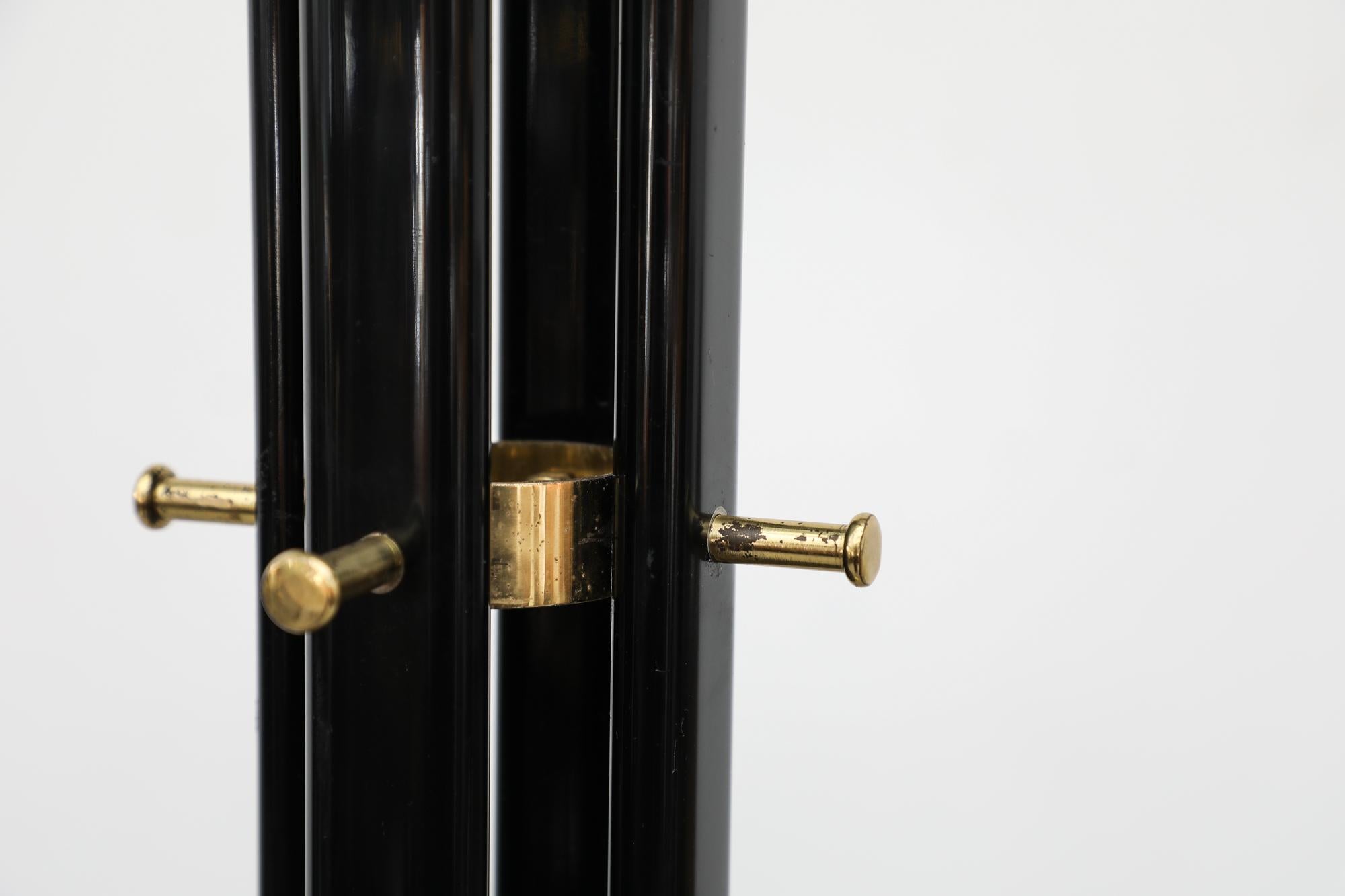 Italian Black Lacquered Coat Tree with Brass Details 4