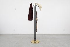 Italian Black Lacquered Coat Tree with Brass Details