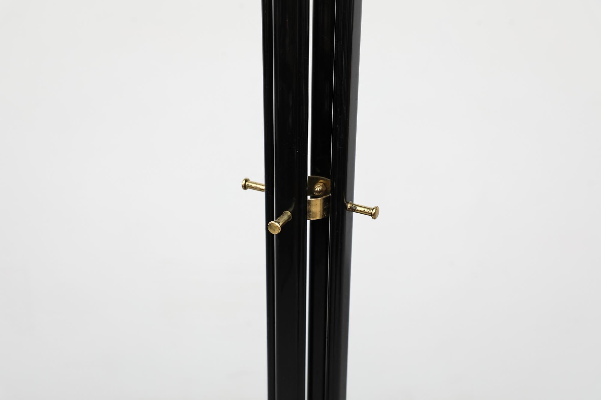 Late 20th Century Italian Black Lacquered Coat Tree with Brass Details