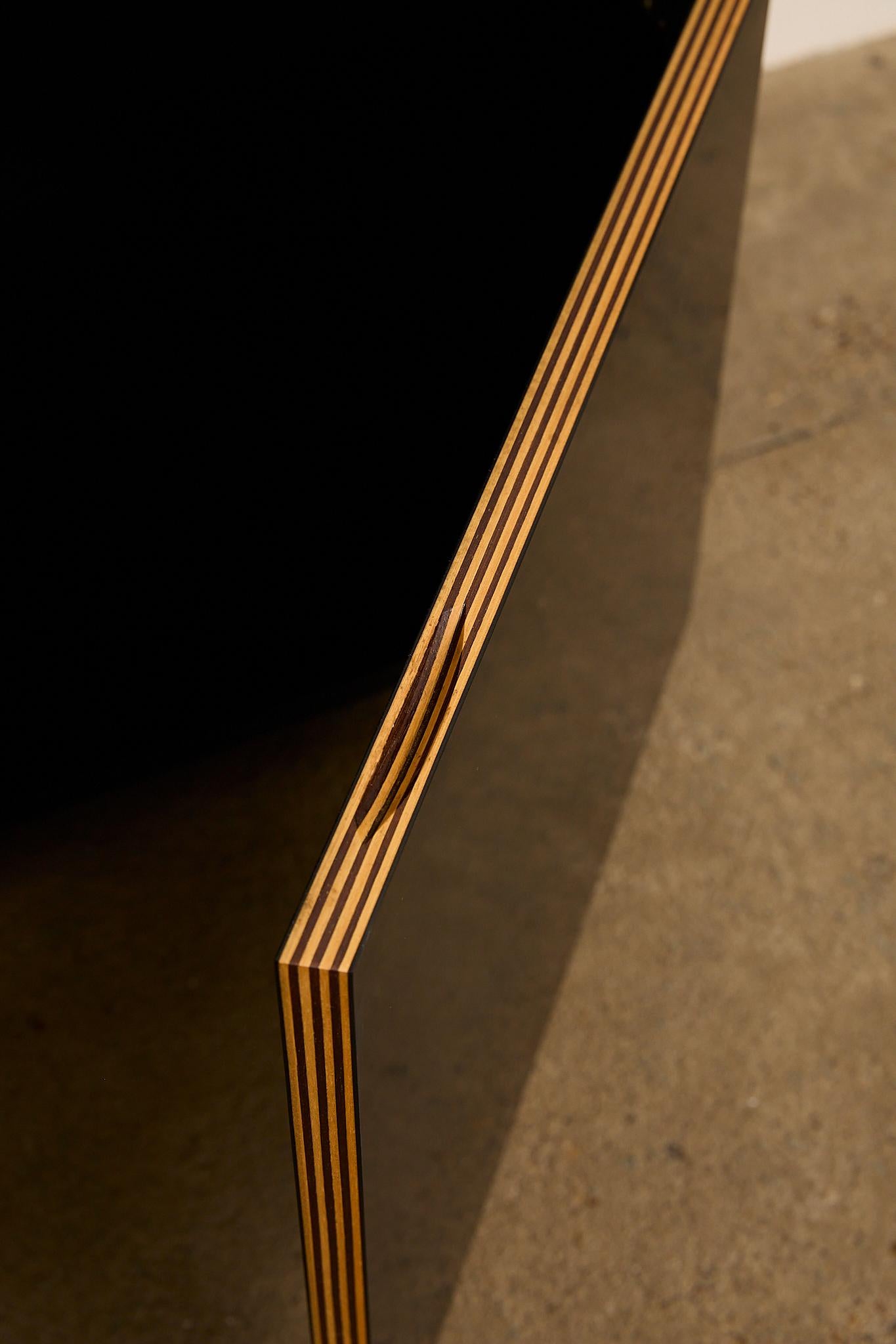 Plywood Italian Black Lacquered Sideboard For Sale