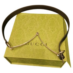 Italian Black leather belt with stirrup buckle by Gucci