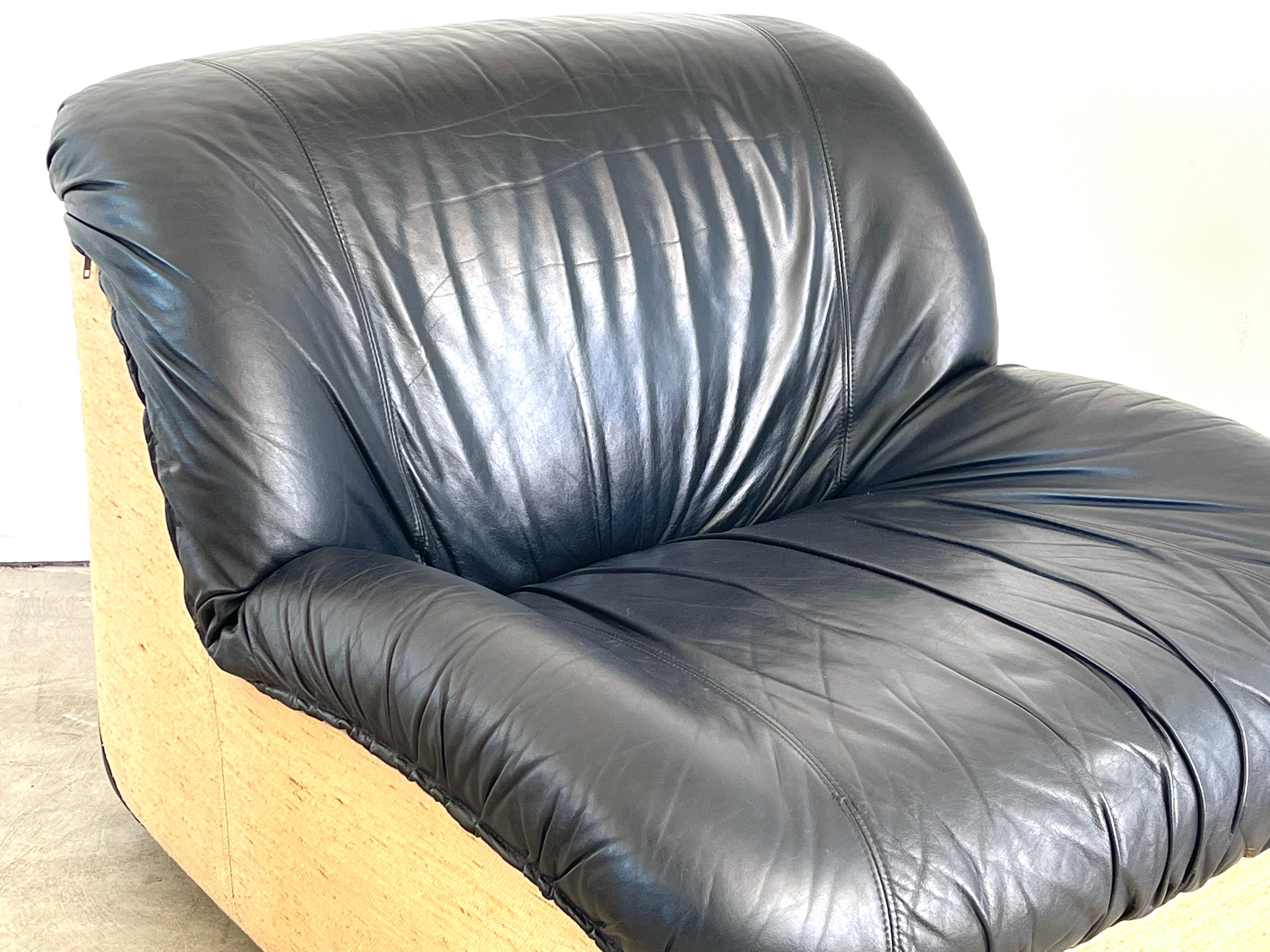 Cuir Fauteuils club cuir noir italiens en vente