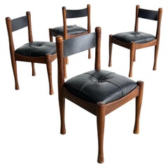 Italian Black Leather Dining Chairs by Silvio Coppola for Bernini 1960