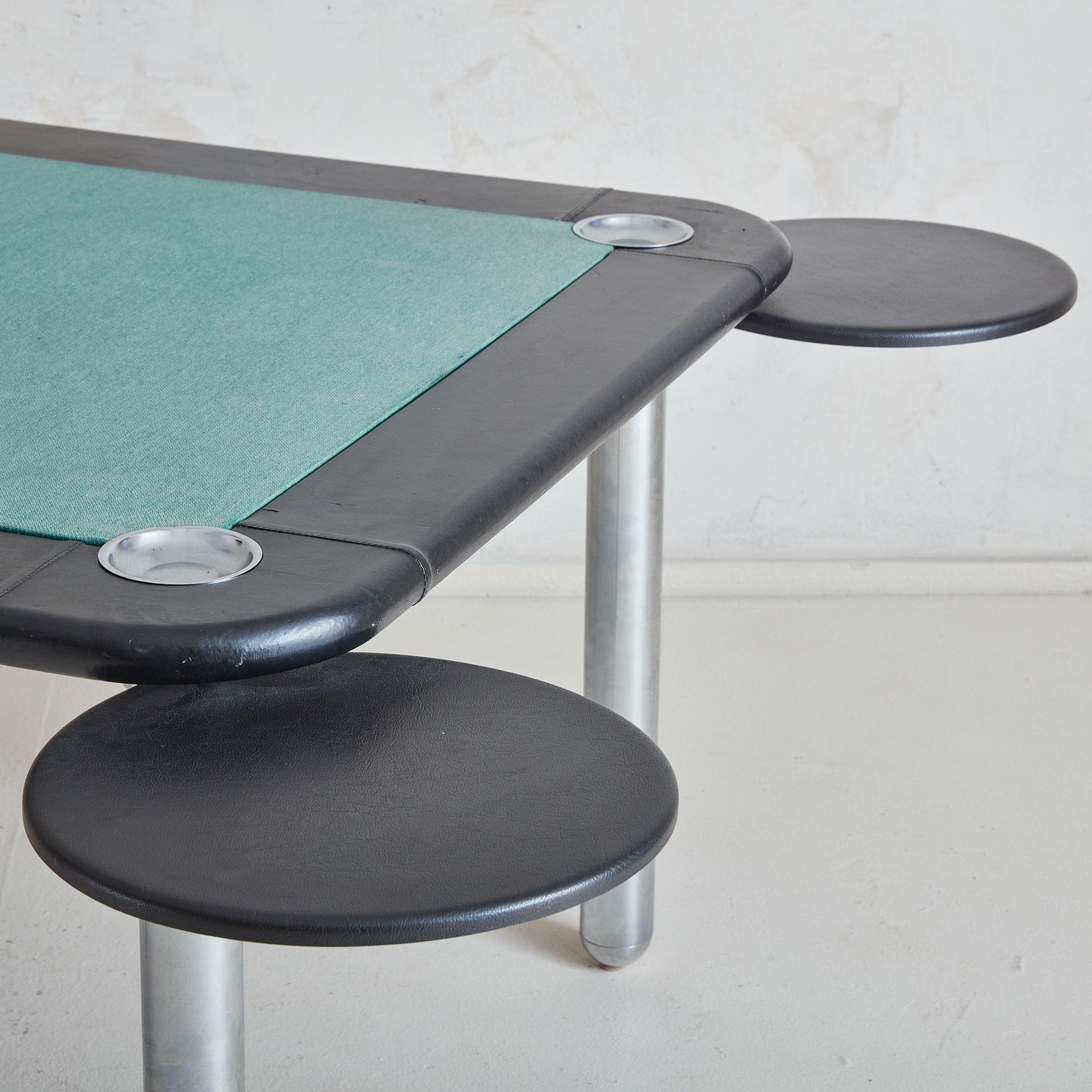Table de jeu italienne en cuir noir, 1970 Bon état - En vente à Chicago, IL