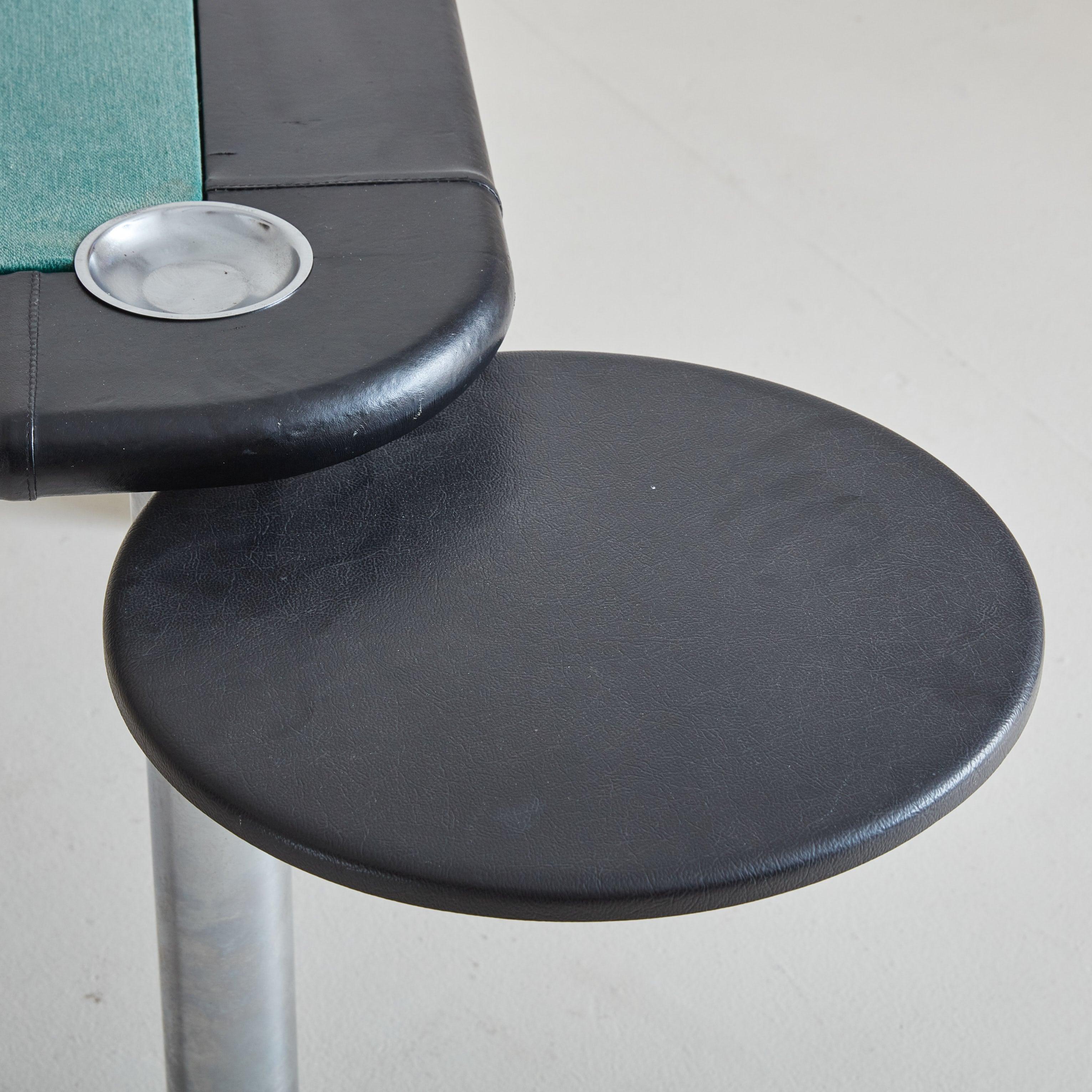 Cuir Table de jeu italienne en cuir noir, 1970 en vente