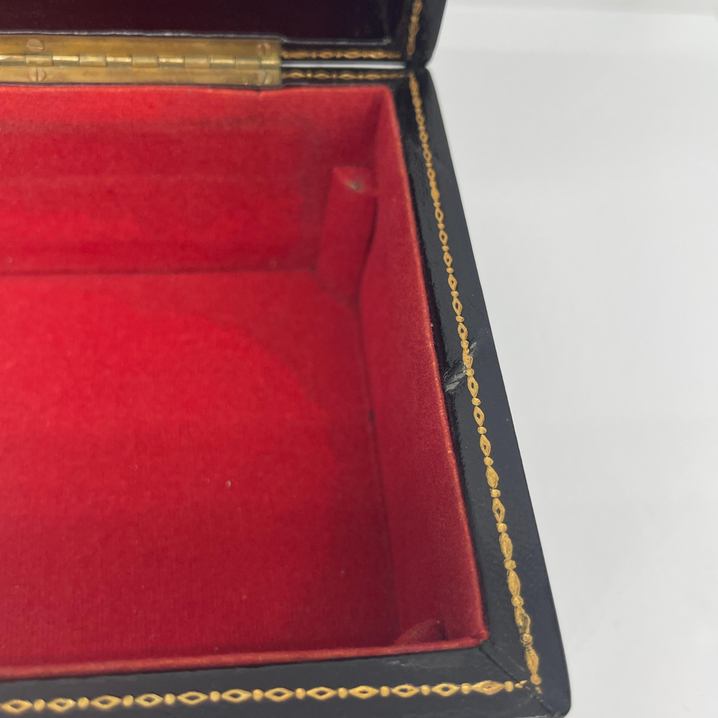 Italian Black Leather Jewelry Box, Mid-Century Modern For Sale 3