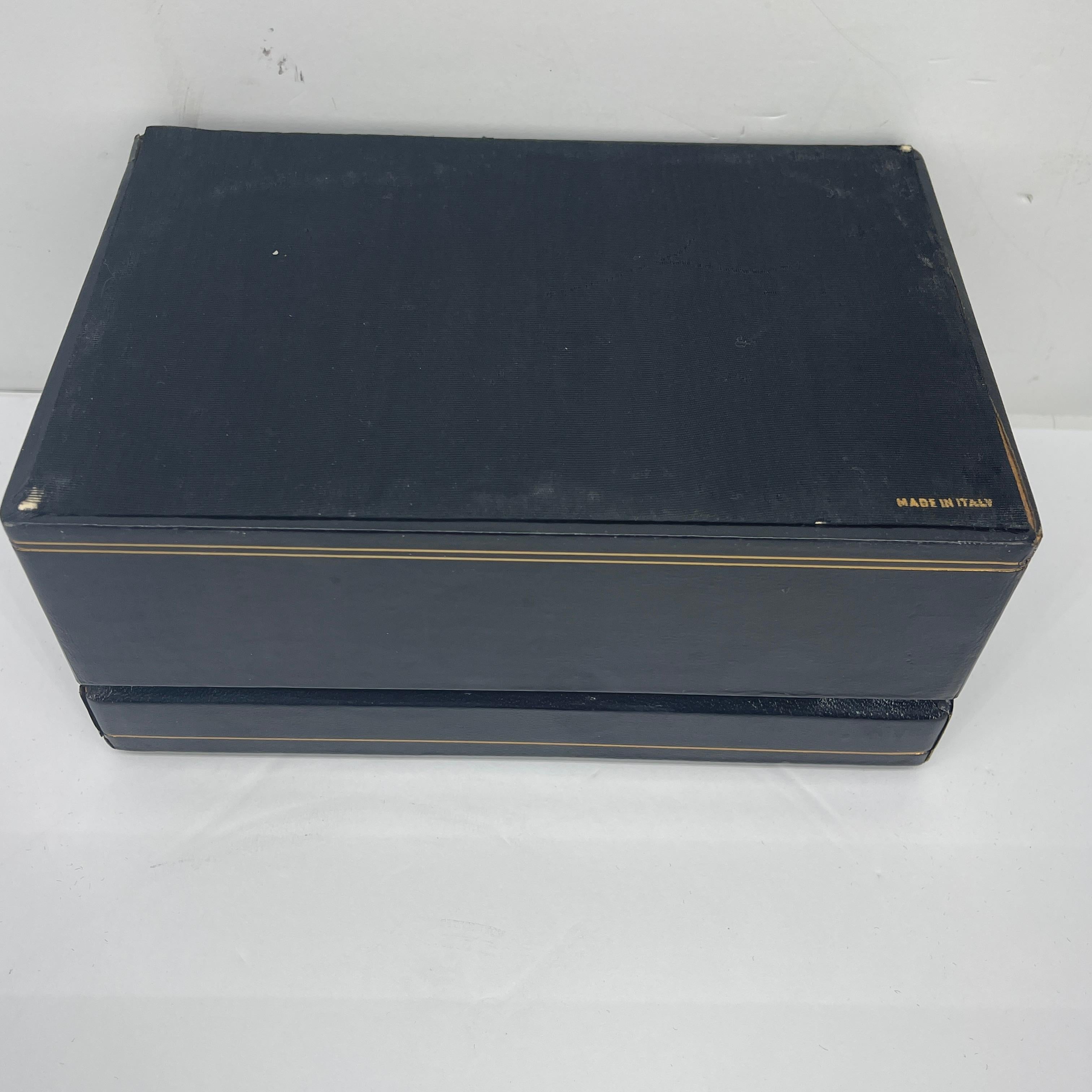 Joyero italiano de cuero negro, moderno de mediados de siglo en venta 4