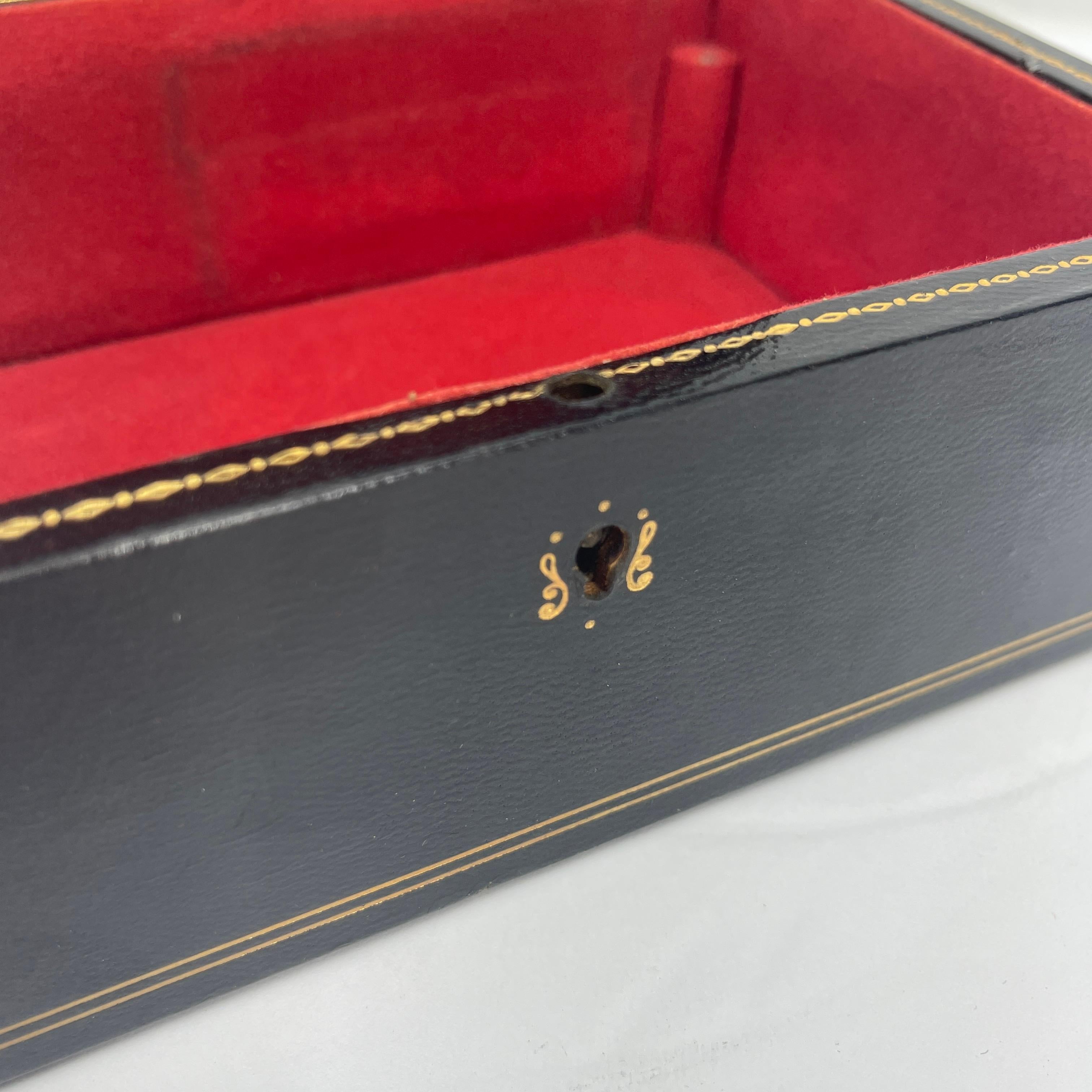 Italian Black Leather Jewelry Box, Mid-Century Modern For Sale 7