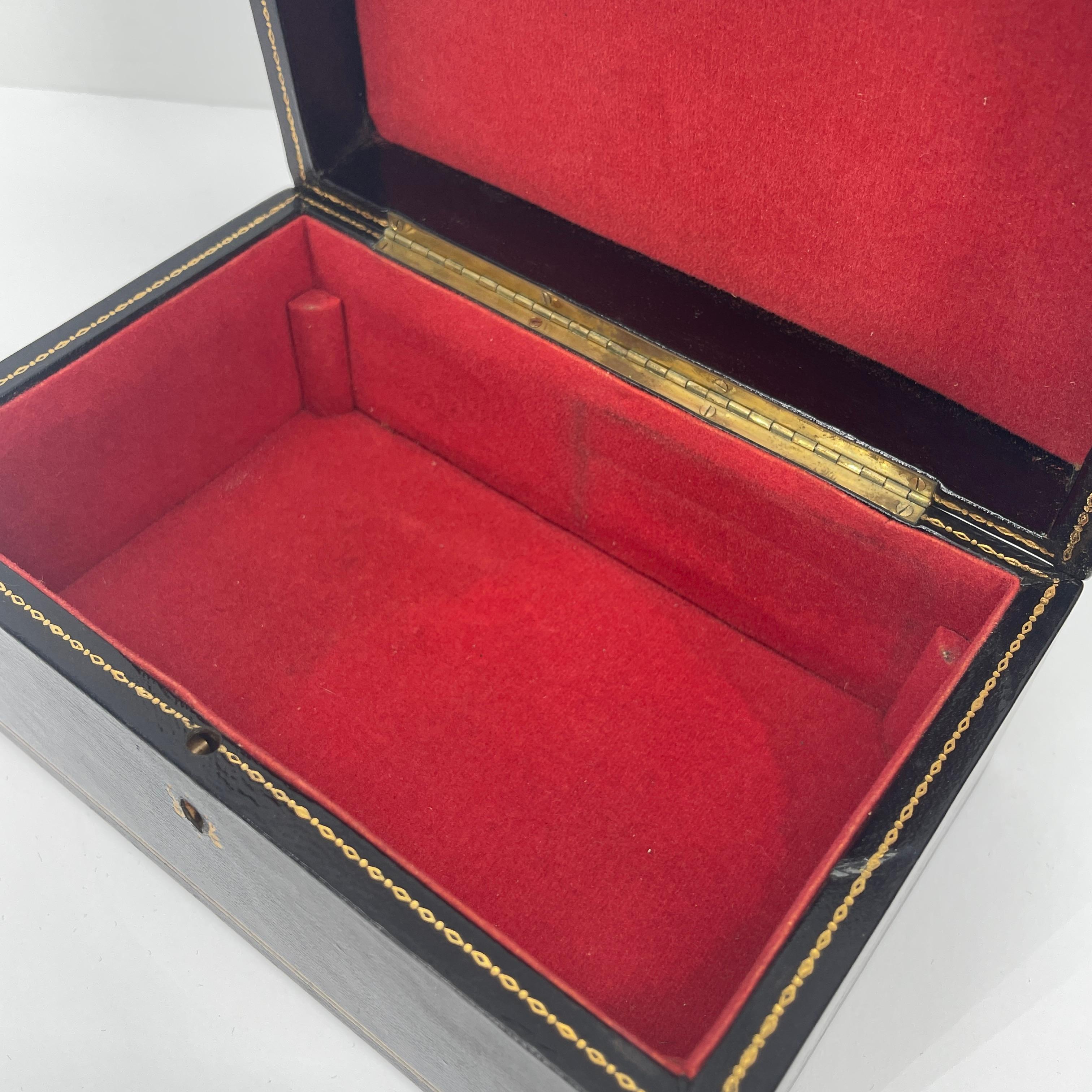 Italian Black Leather Jewelry Box, Mid-Century Modern For Sale 2