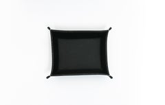 Italian Black Leather Jewelry or Trinket Catchall Tray