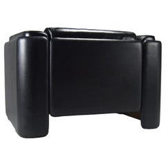 Italian Black Leather Lounge Chair by Tito Agnoli for Poltrona Frau