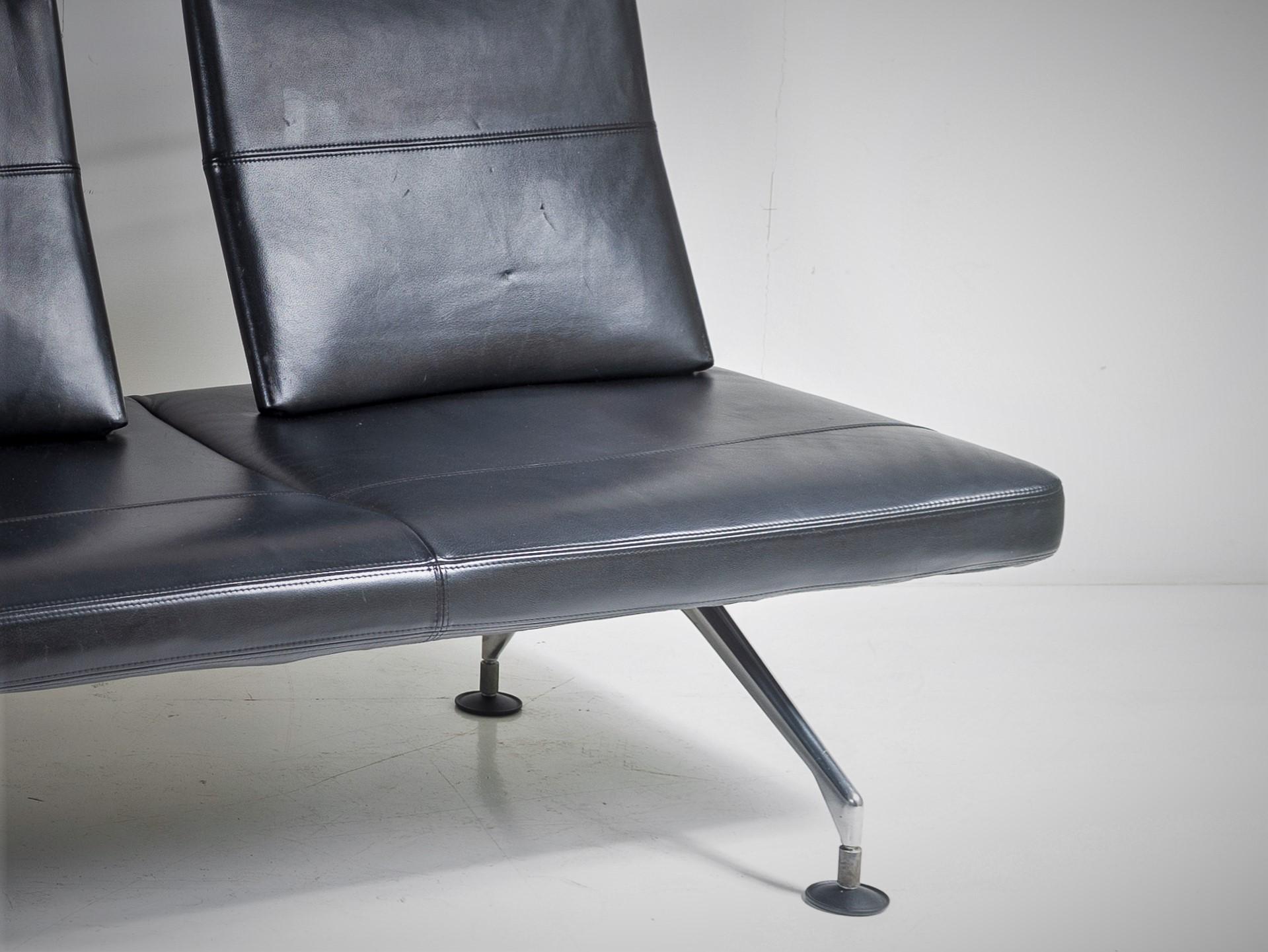 Italian Black Leather Lounge Seating Area Sofa by Antonio Citterio for Vitra 1