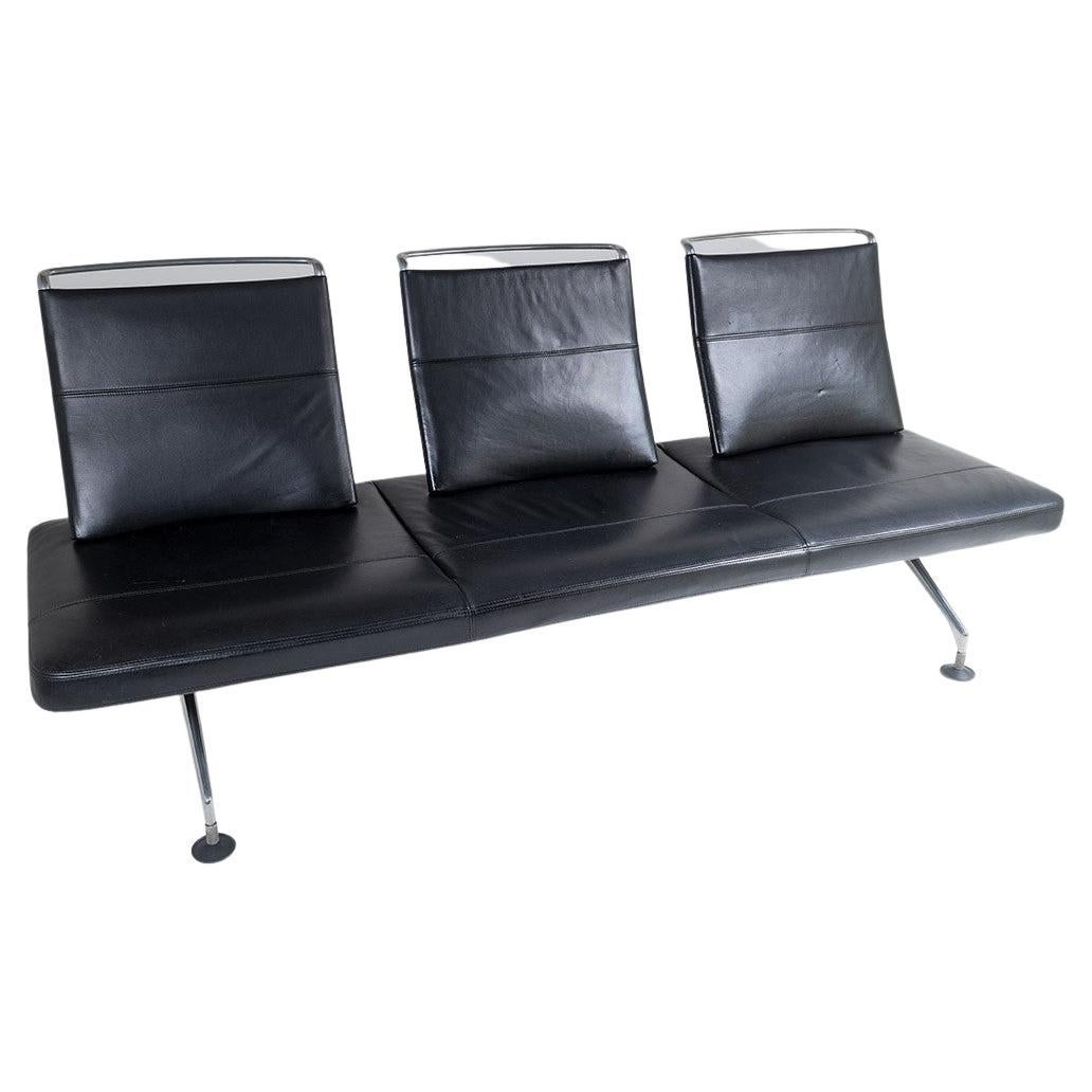 Italian Black Leather Lounge Seating Area Sofa by Antonio Citterio for Vitra