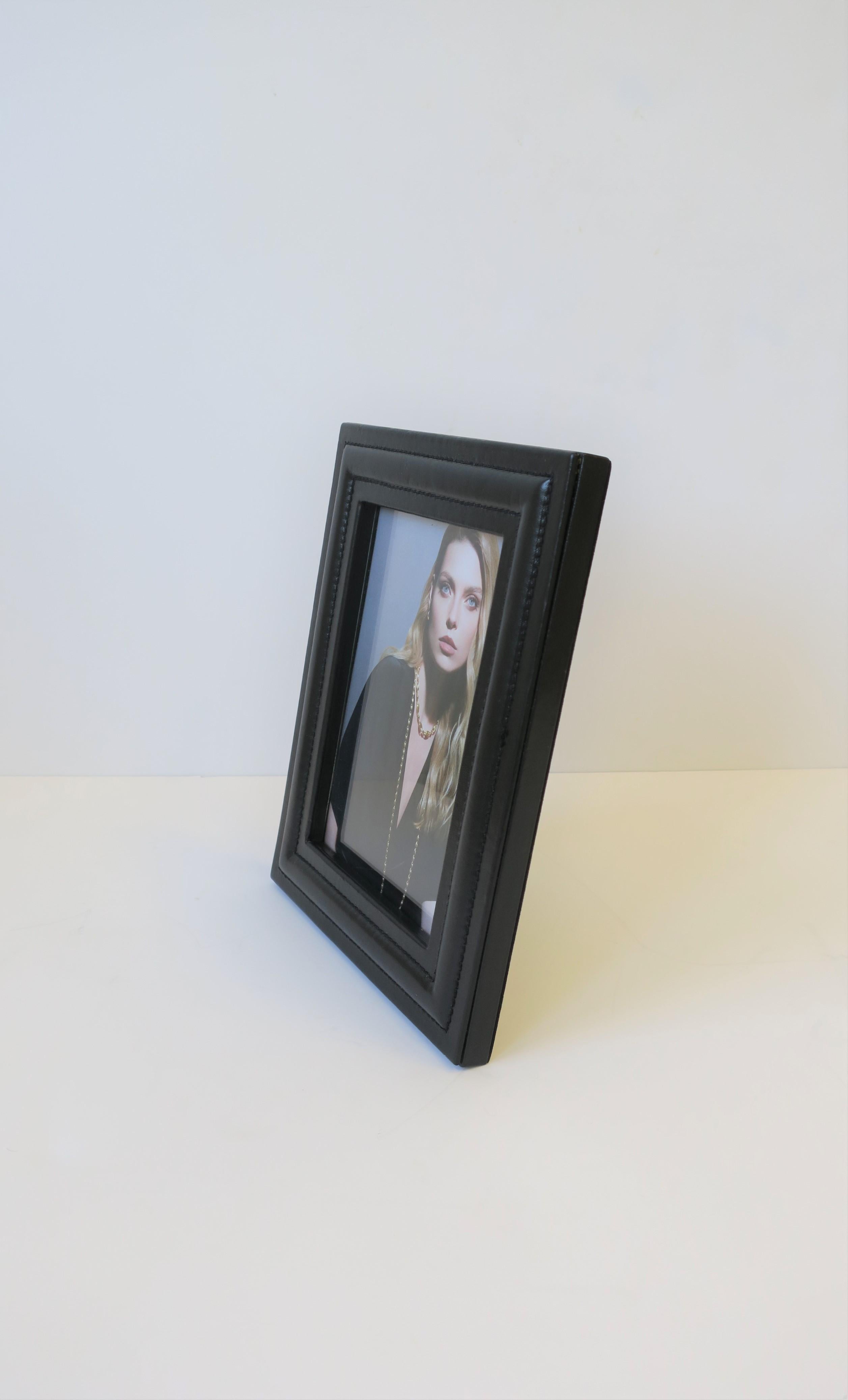 Italian Black Leather Picture Frame In Good Condition In New York, NY